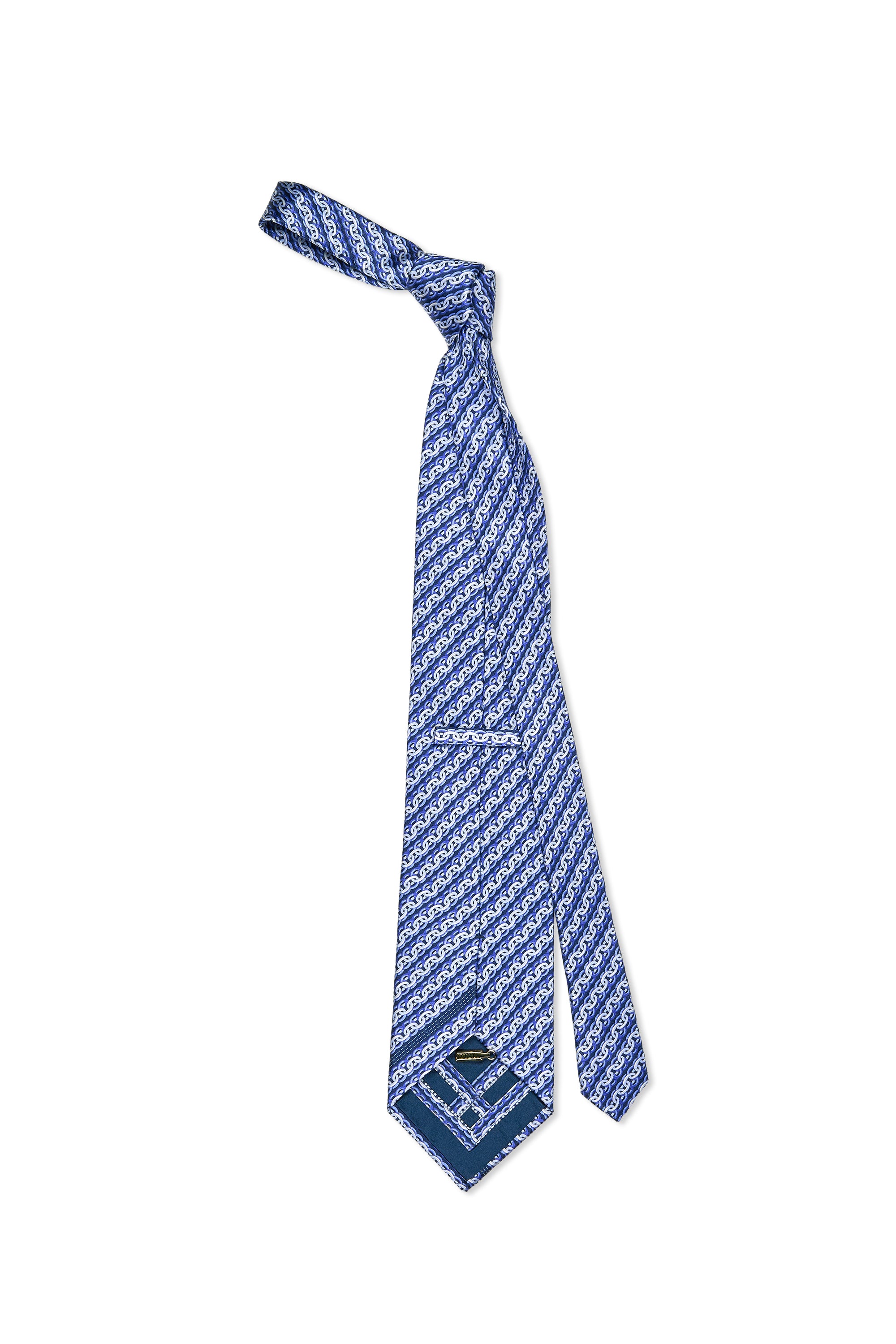 Zilli Navy/Blue Chain Pattern Silk Tie