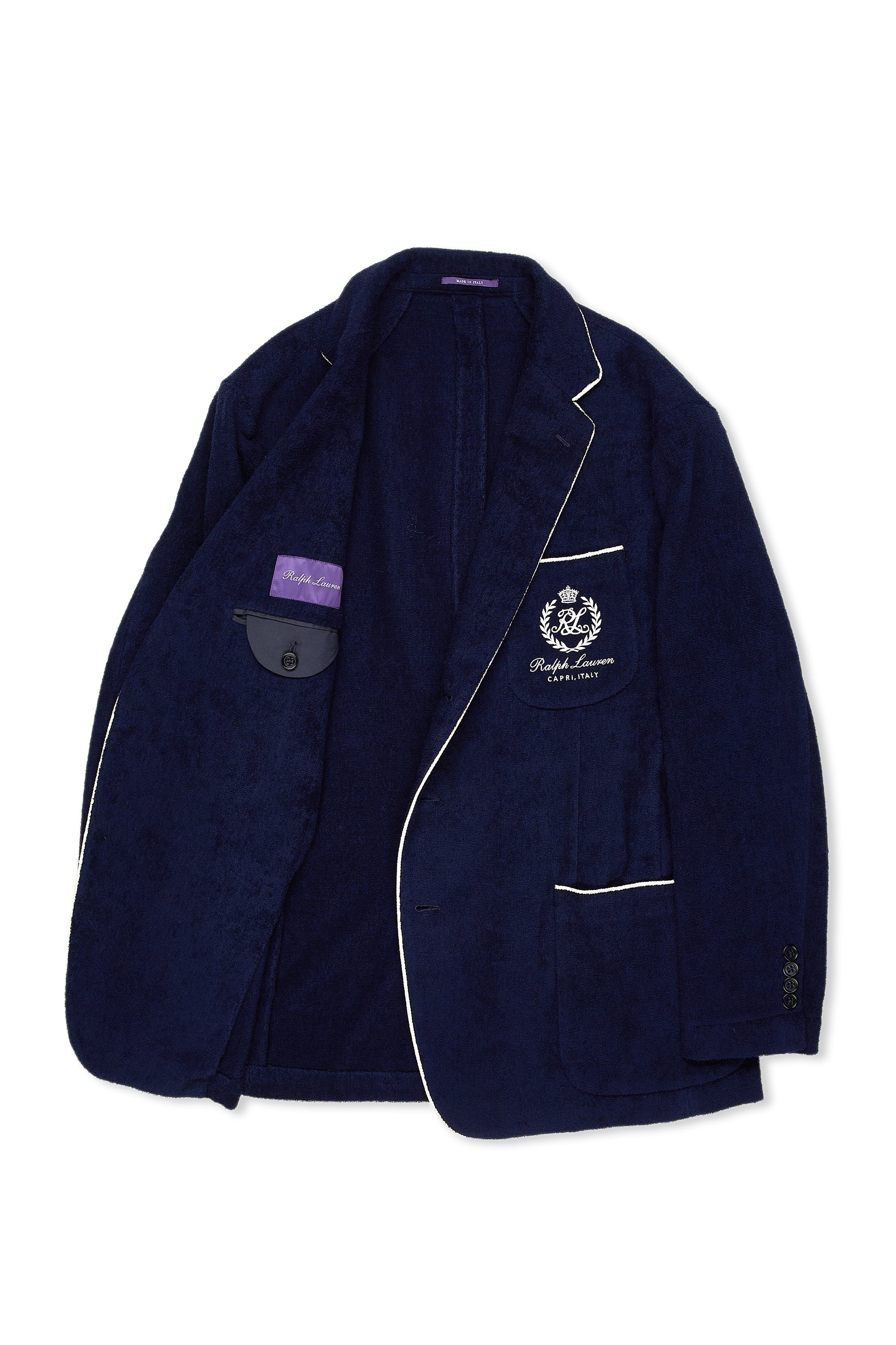 Ralph Lauren Purple Label Navy Cotton Terry Sport Coat