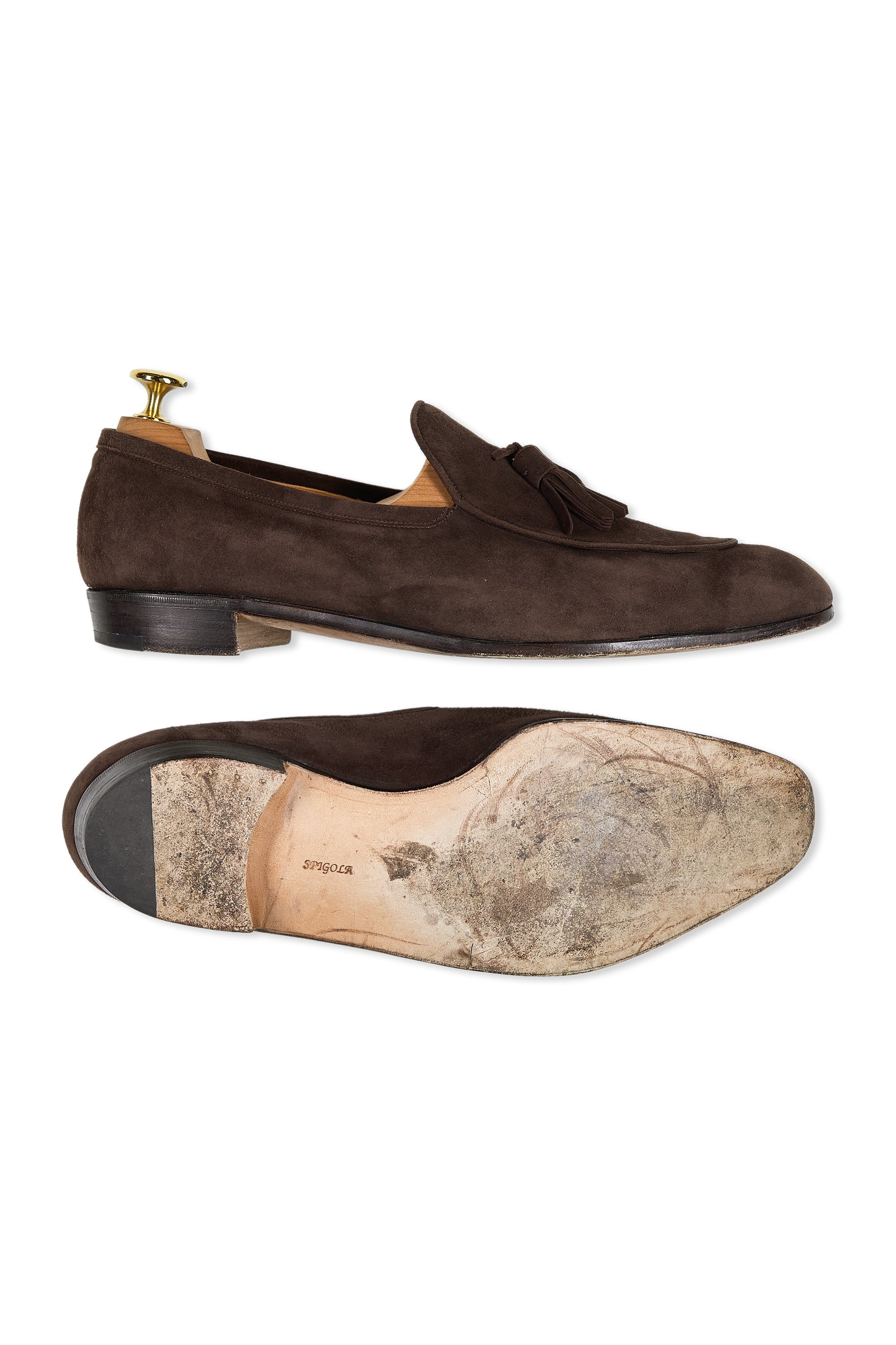 Spigola Dark Brown Suede Tassel Loafers MTO
