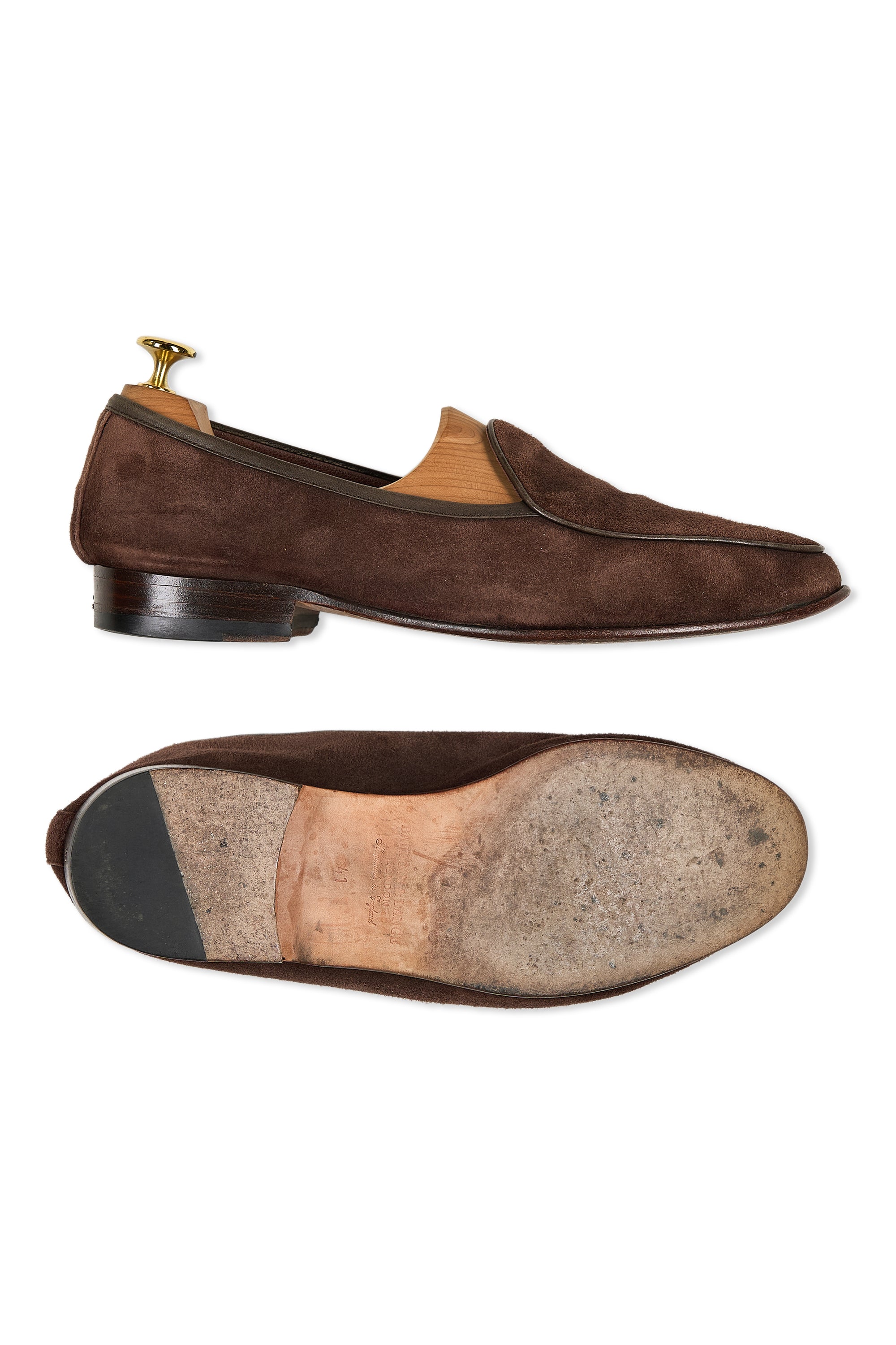 Baudoin & Lange Dark Brown Sagan Classic Plain Suede Loafers