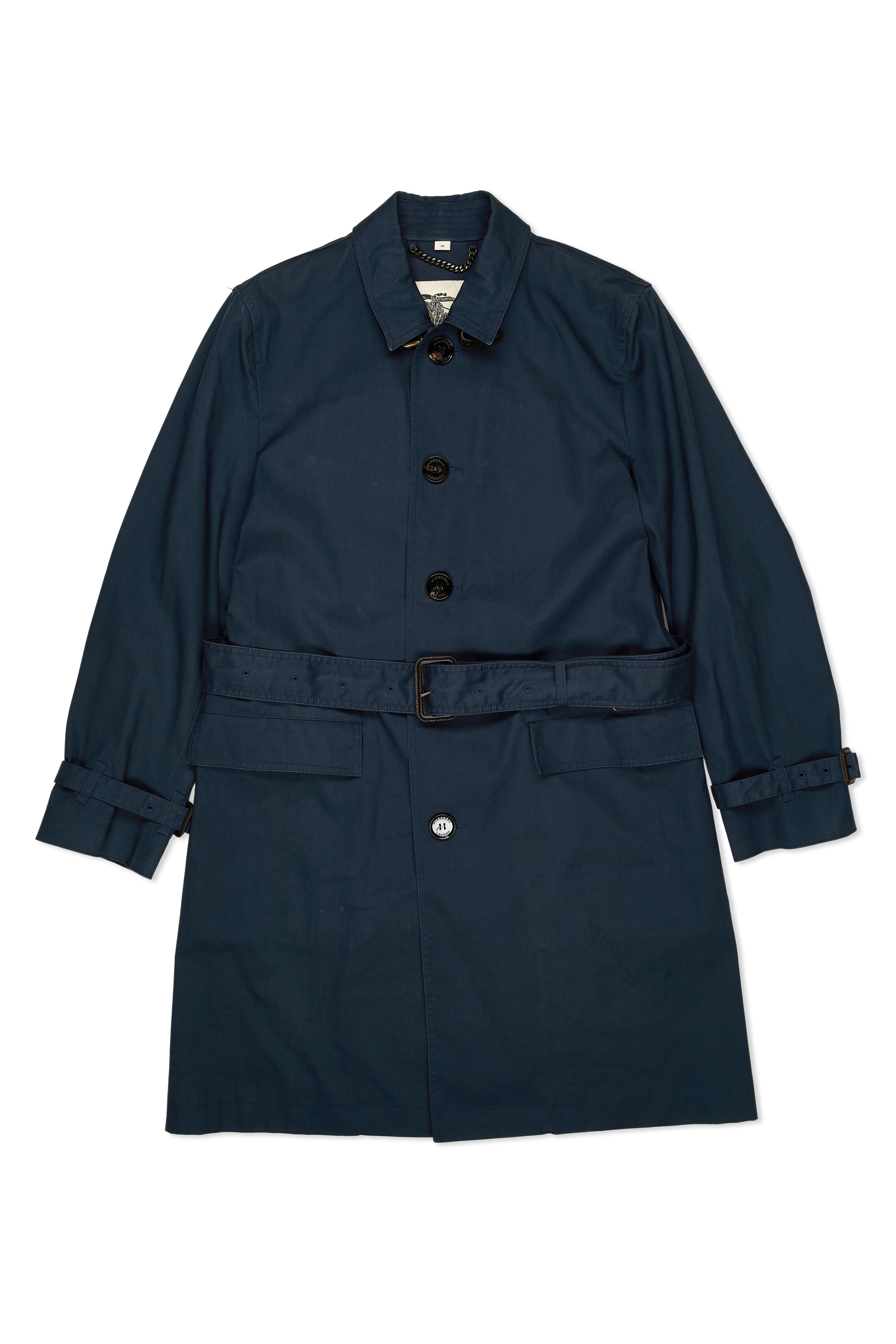 Burberry Navy Cotton Trench Coat