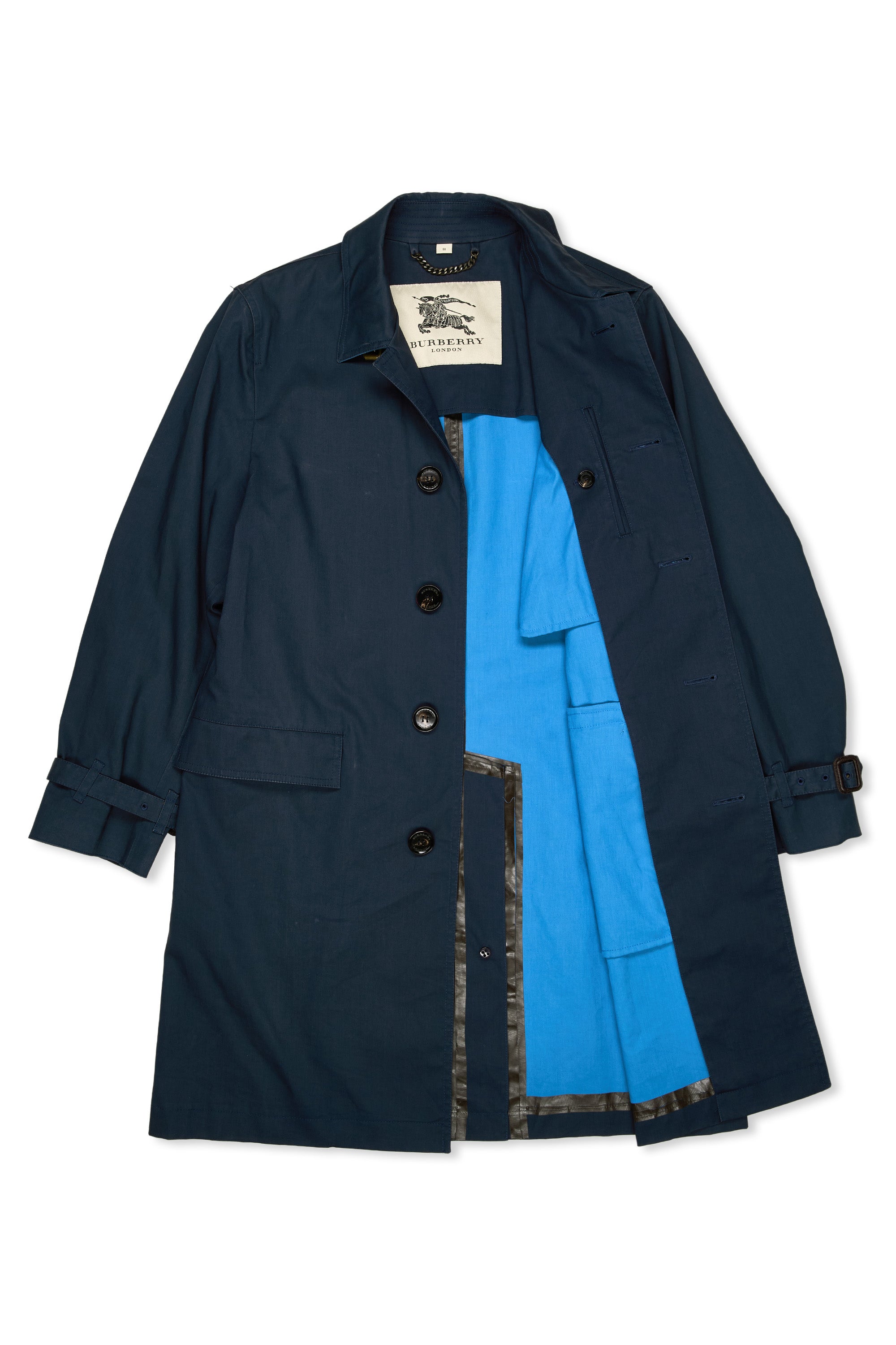 Burberry Navy Cotton Trench Coat