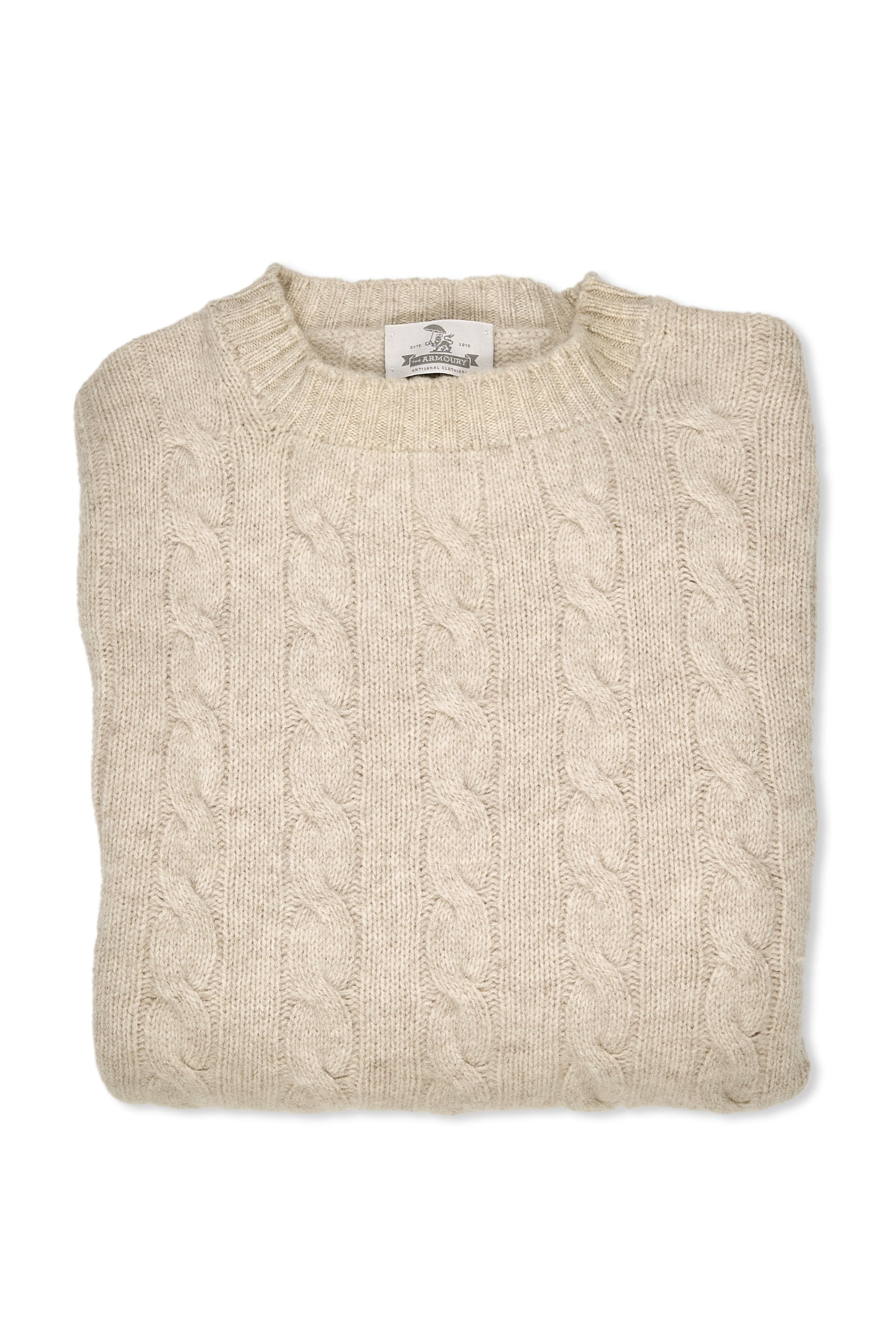 The Armoury Beige Lambswool Cableknit Crewneck Sweater
