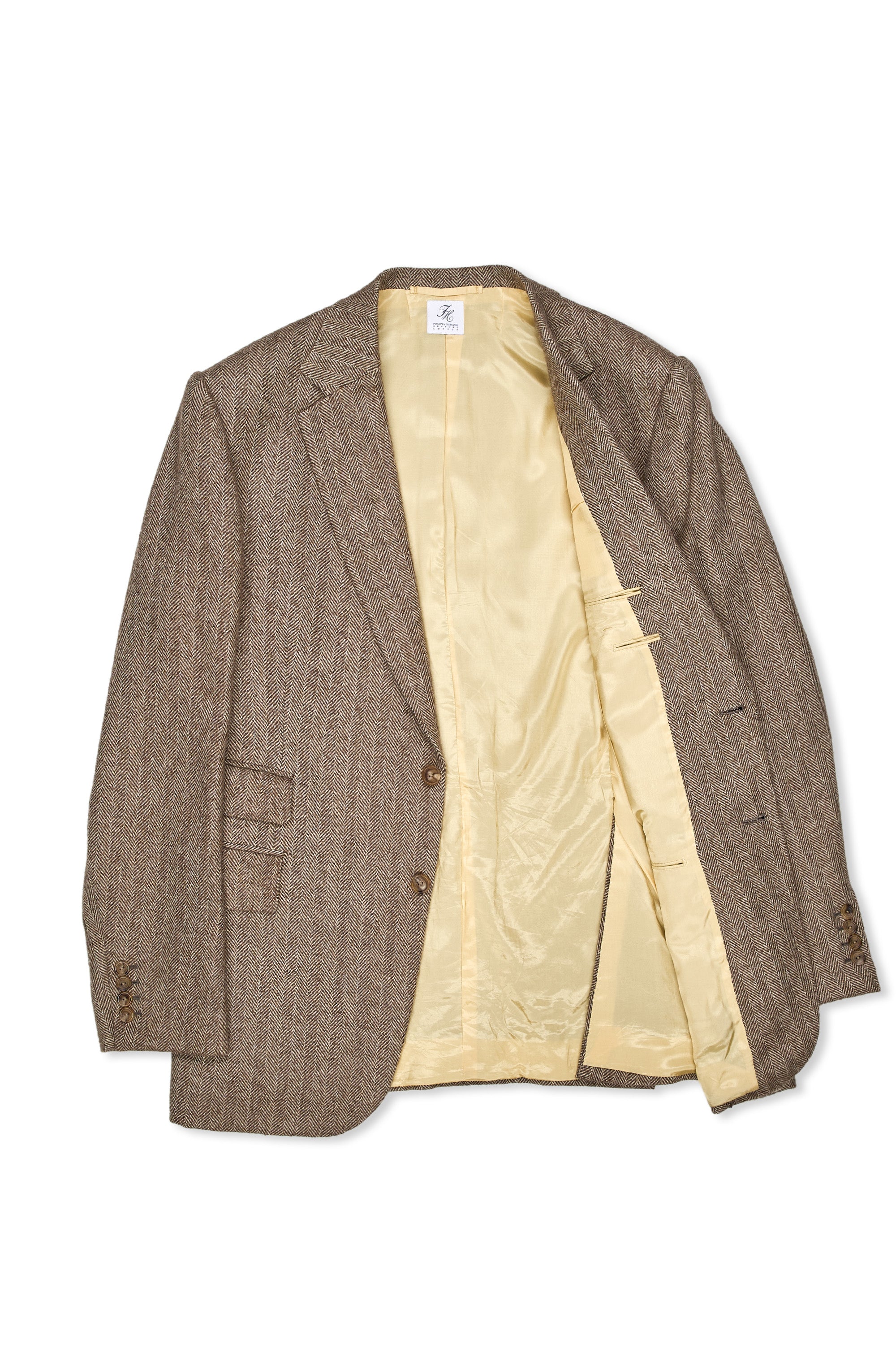 Fumiya Hirano Brown/Beige Herringbone Baby Alpaca Sport Coat Bespoke
