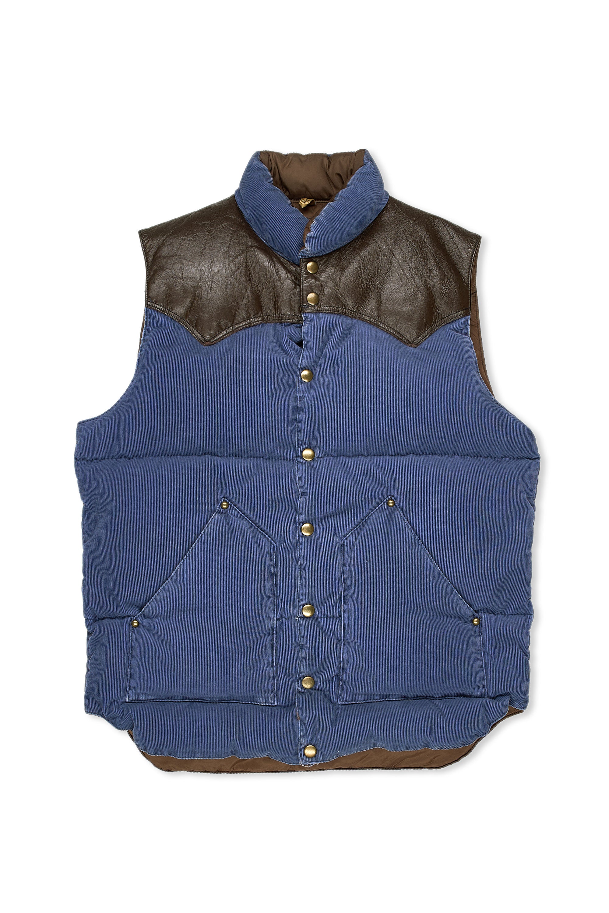 Rocky Mountain Featherbed 200-232-16 Blue Corduroy with Brown Leather Down Vest