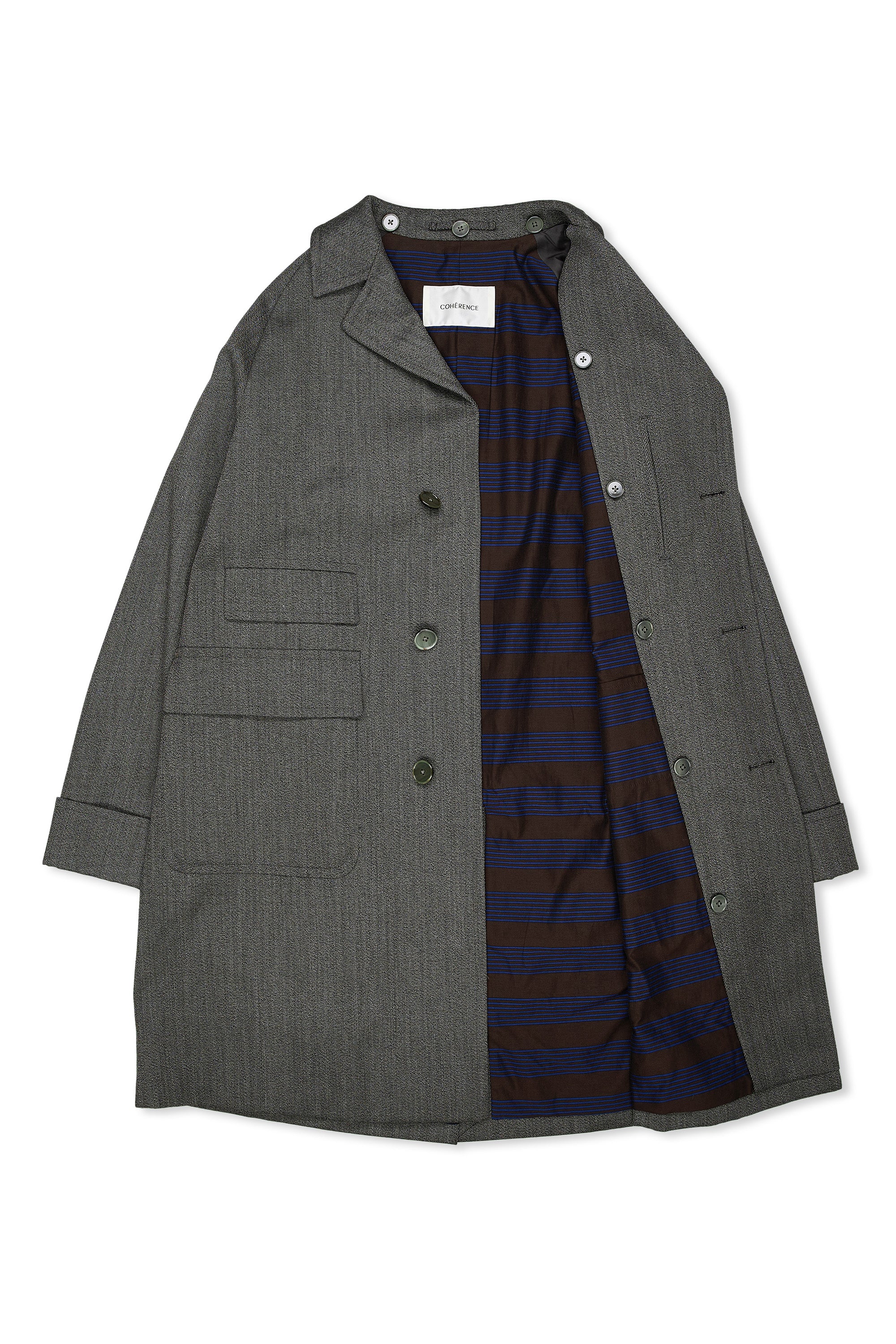 Cohérence Corb II Grey Twill Wool Coat