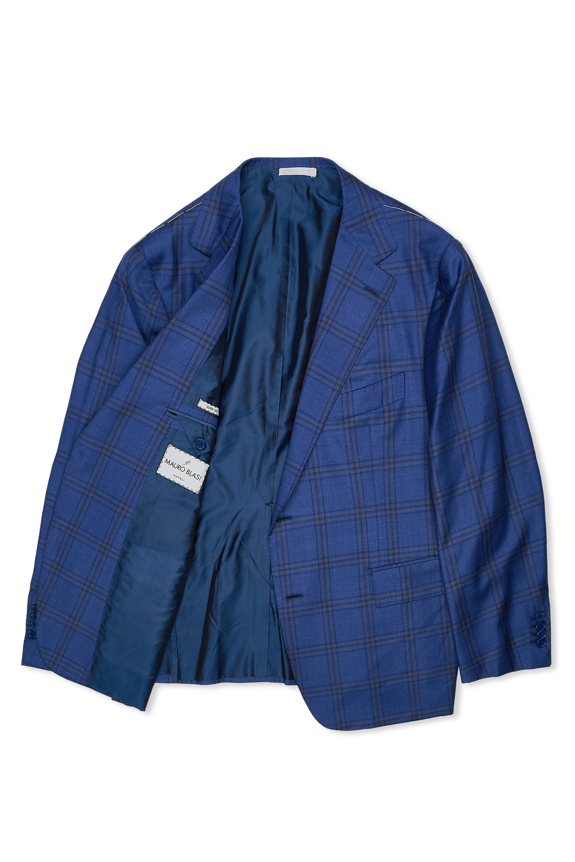 Mauro Blasi Blue/Grey Check Super 150's Wool Sport Coat