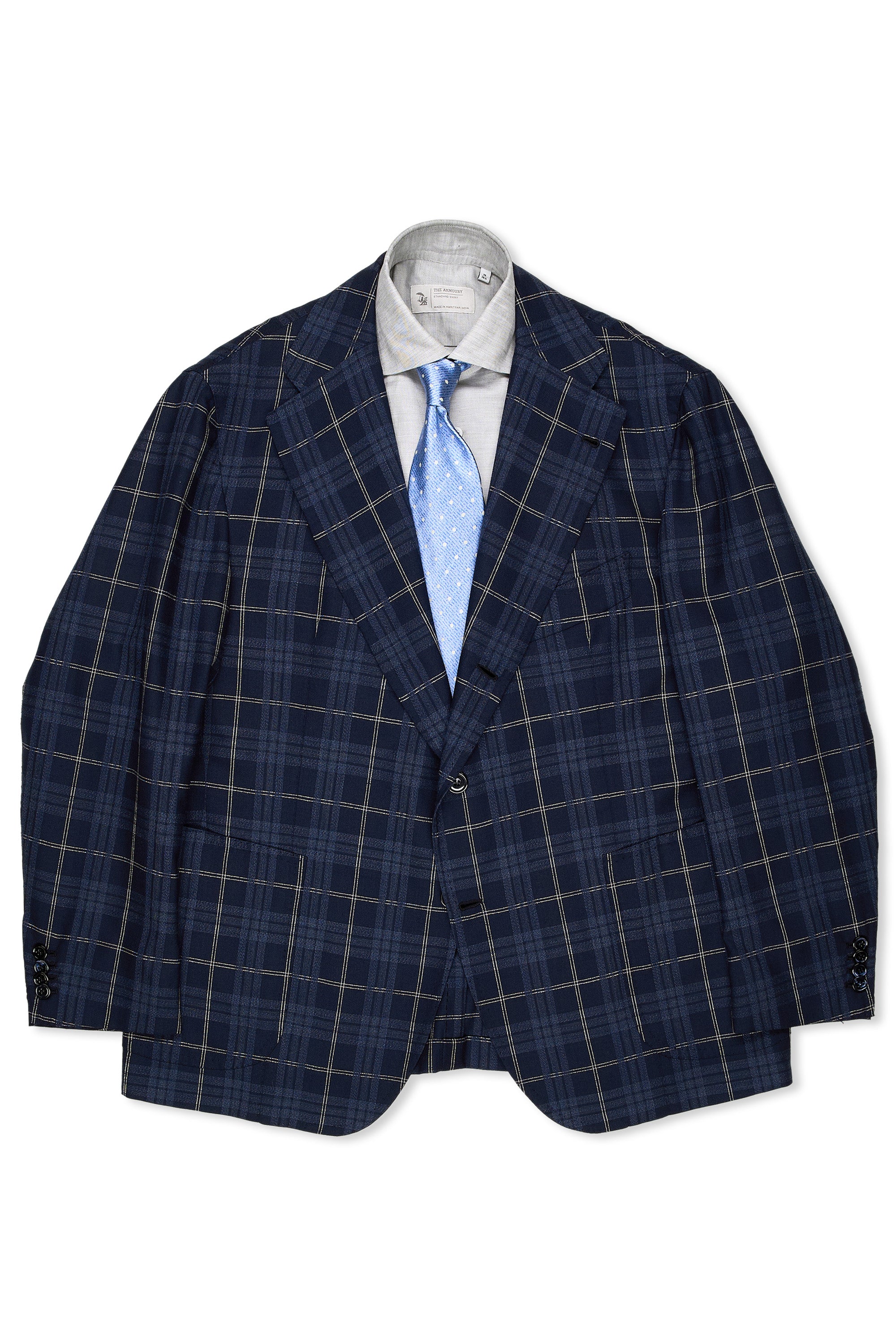 Orazio Luciano White/Navy Check Wool/Silk Sport Coat