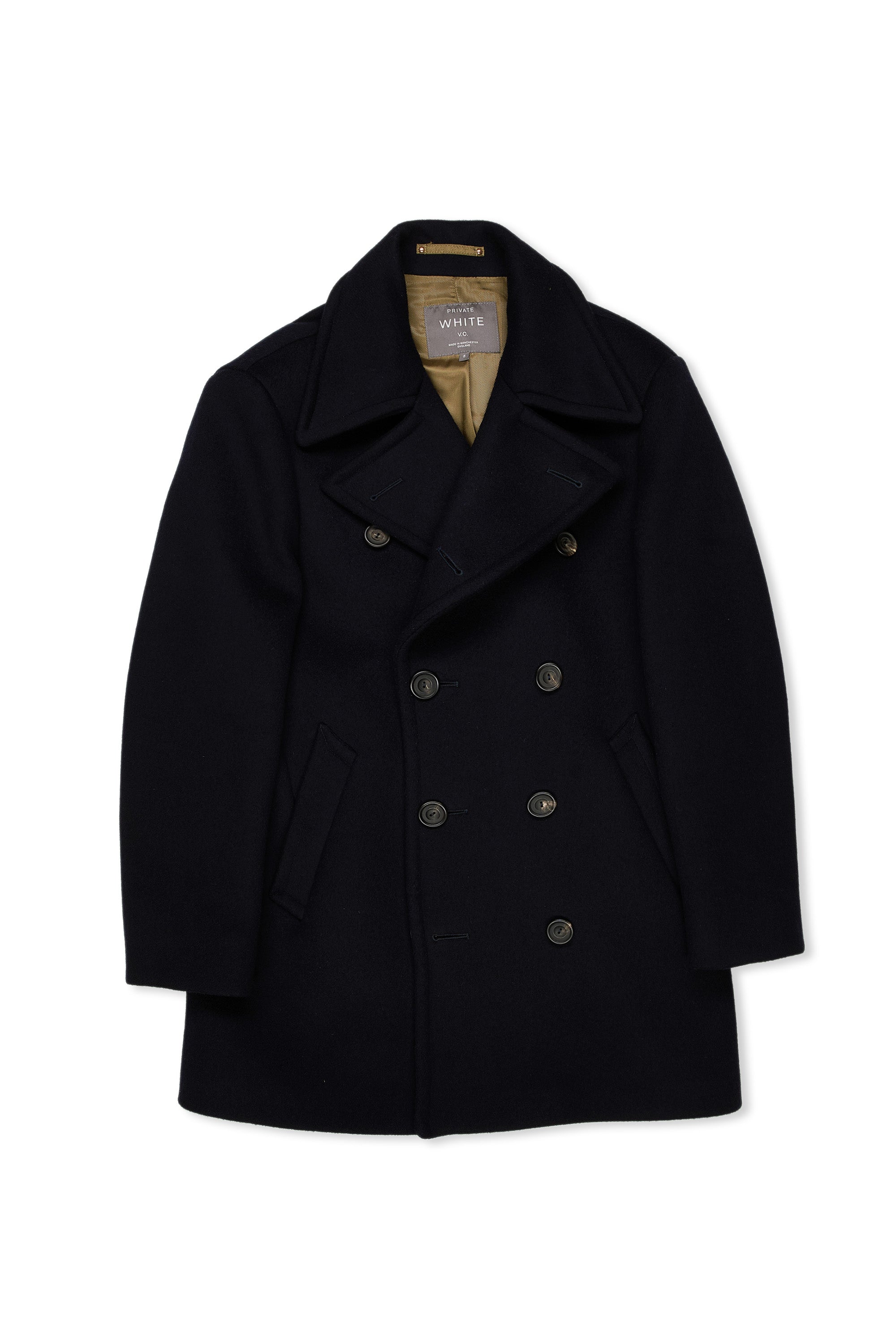 Private White V.C. Navy Wool/Cashmere Pea Coat