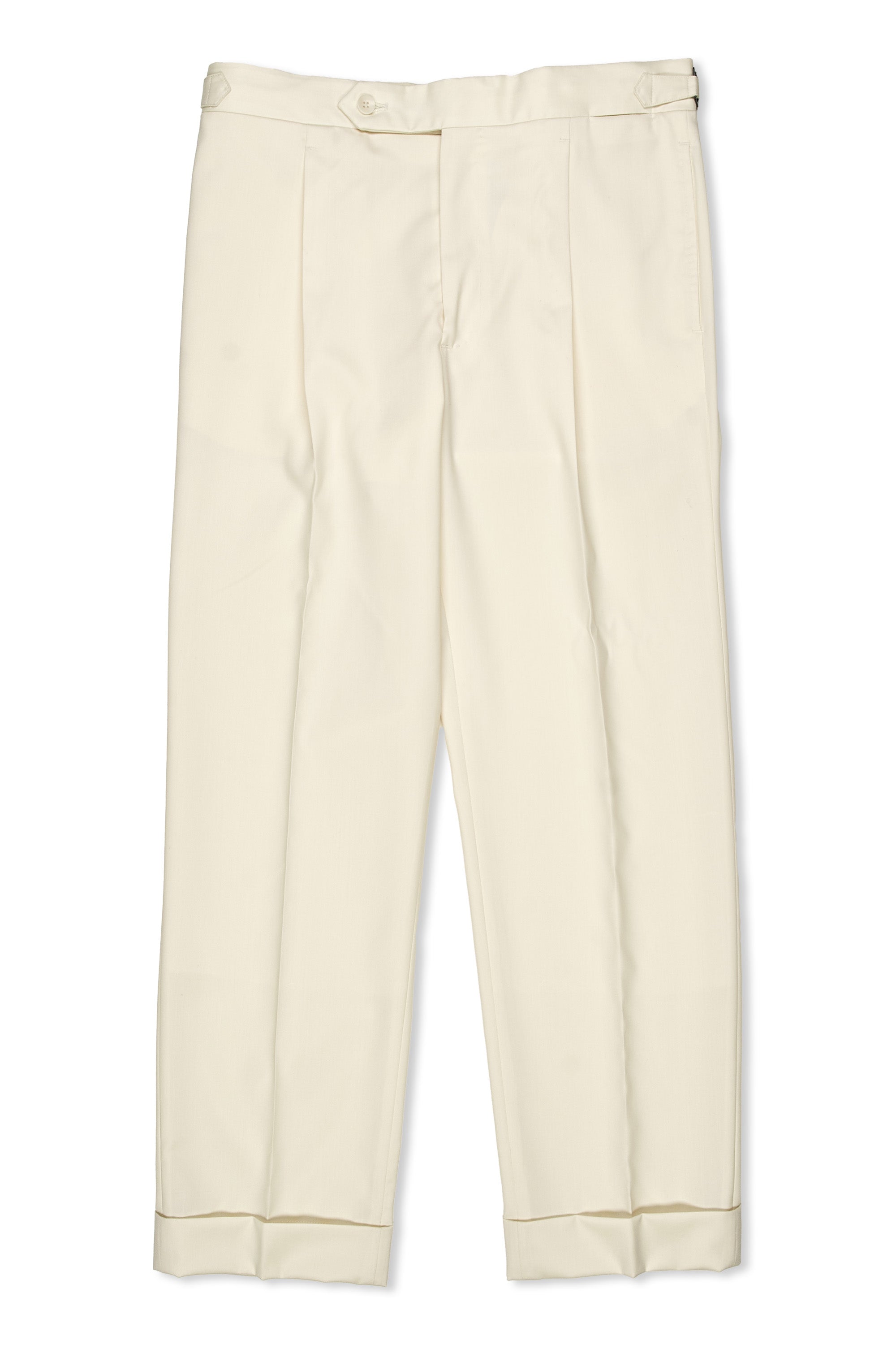Rota Cream Wool Single-pleat Trousers