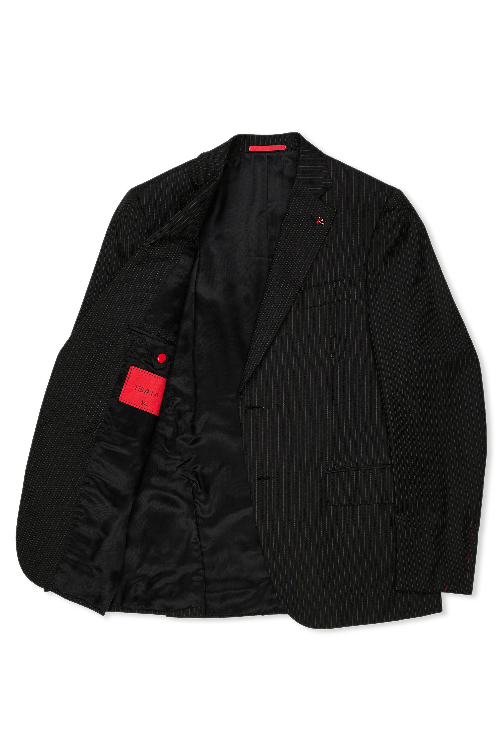 Isaia Charcoal/Brown Pinstripe Wool Suit