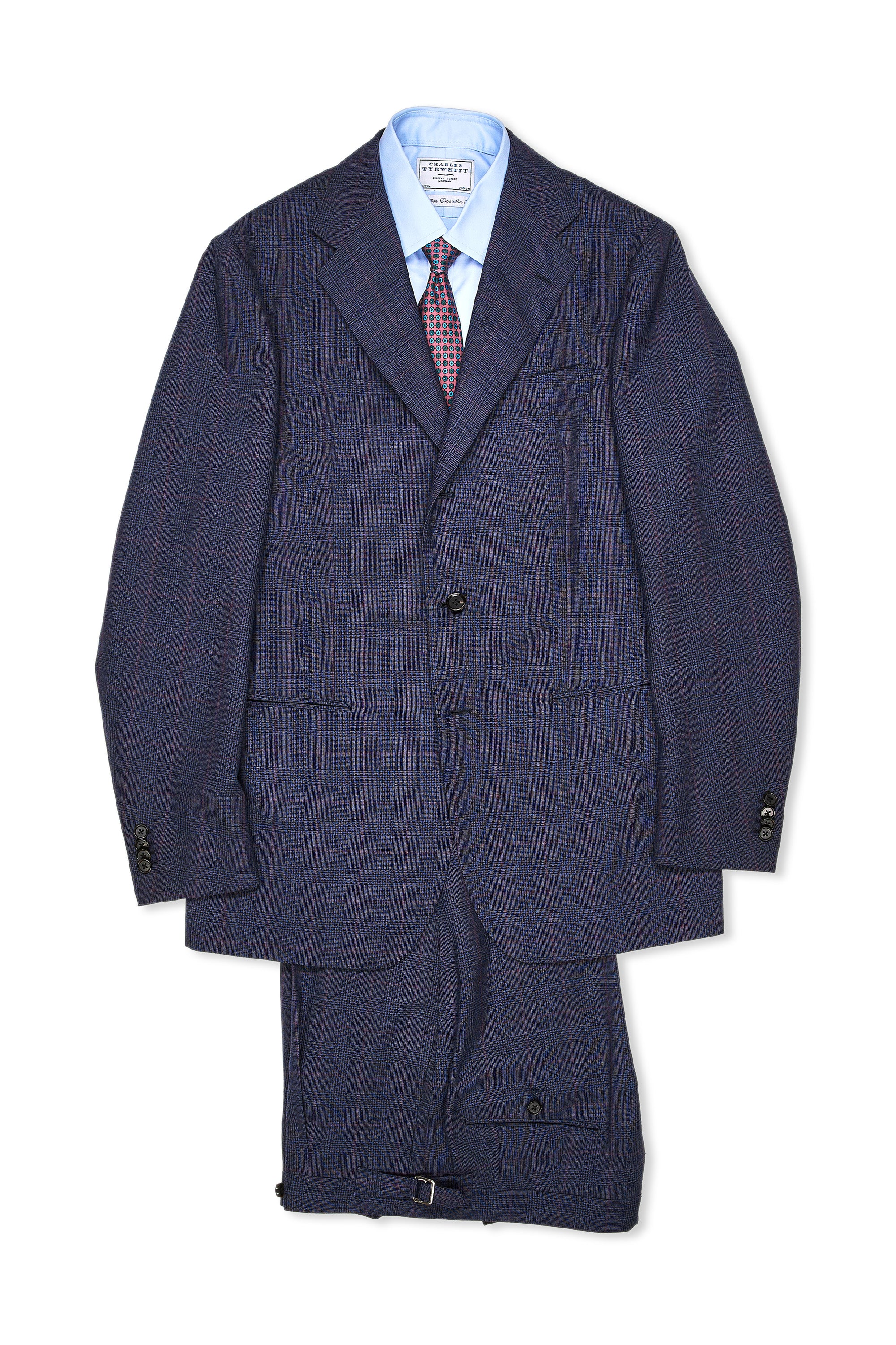 The Armoury by Ring Jacket Model 3 Navy/Red Check Cashmere Suit MTO
