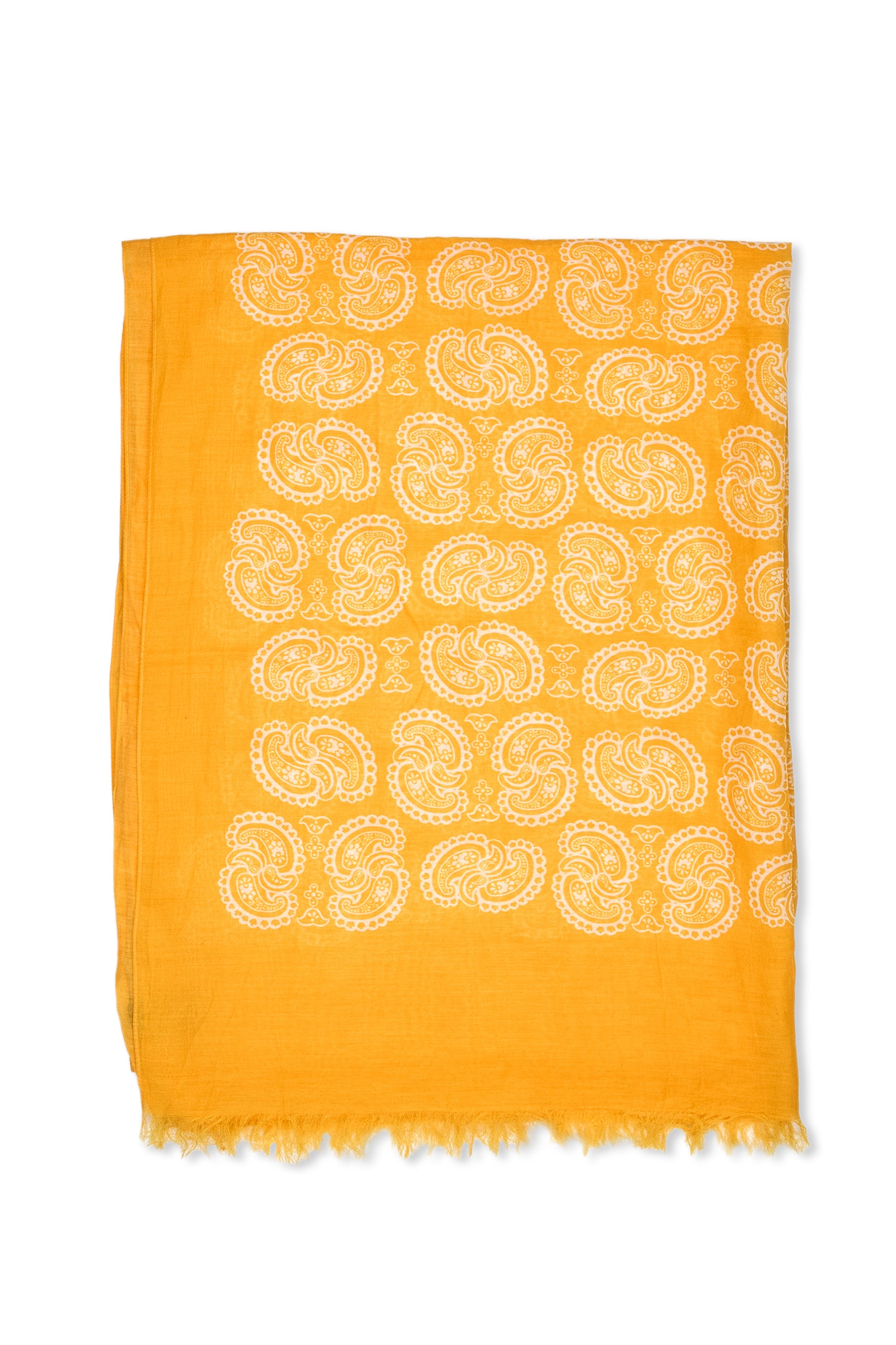 Drake's Bright Orange Paisley Pattern Cotton/Silk Scarf
