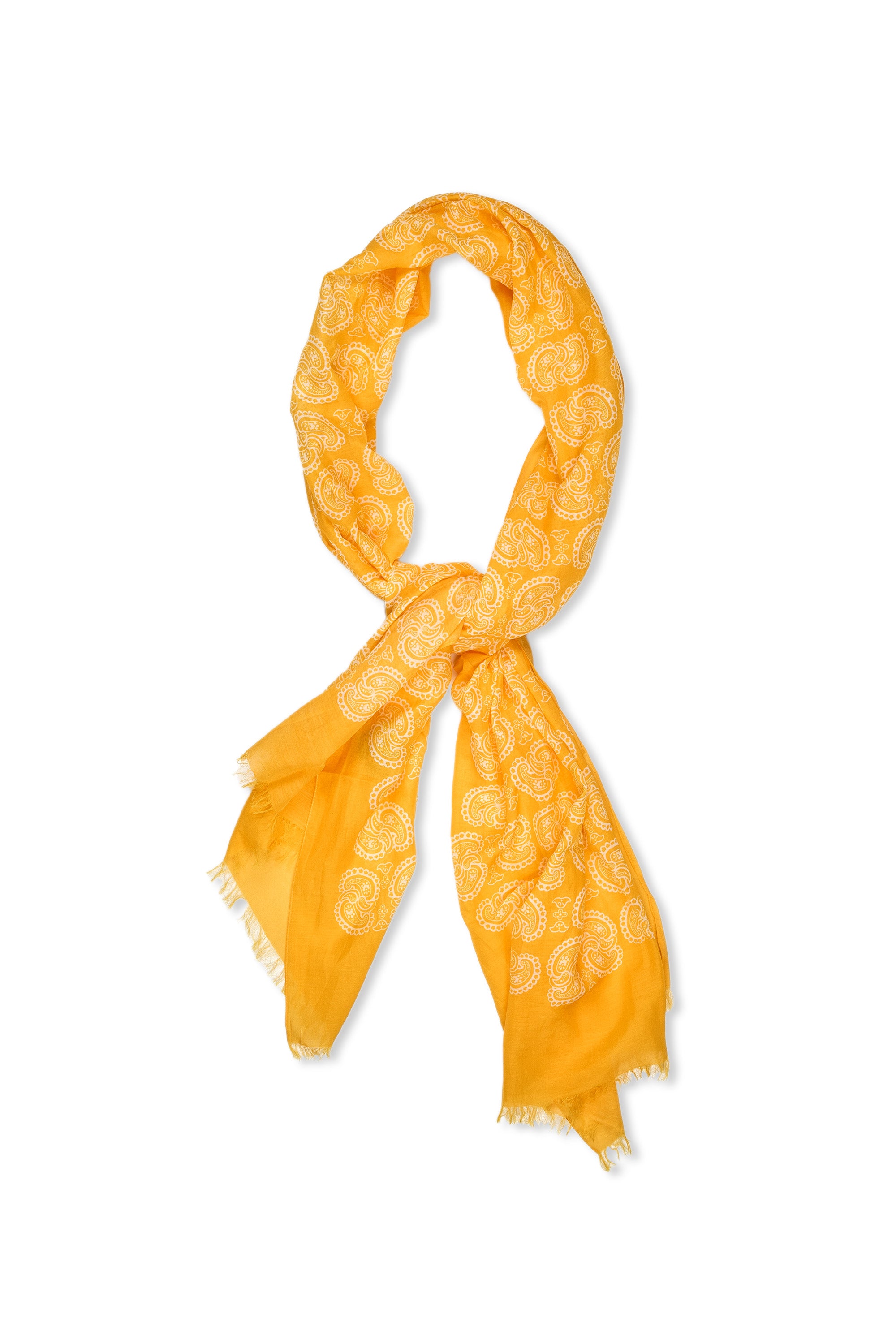 Drake's Bright Orange Paisley Pattern Cotton/Silk Scarf