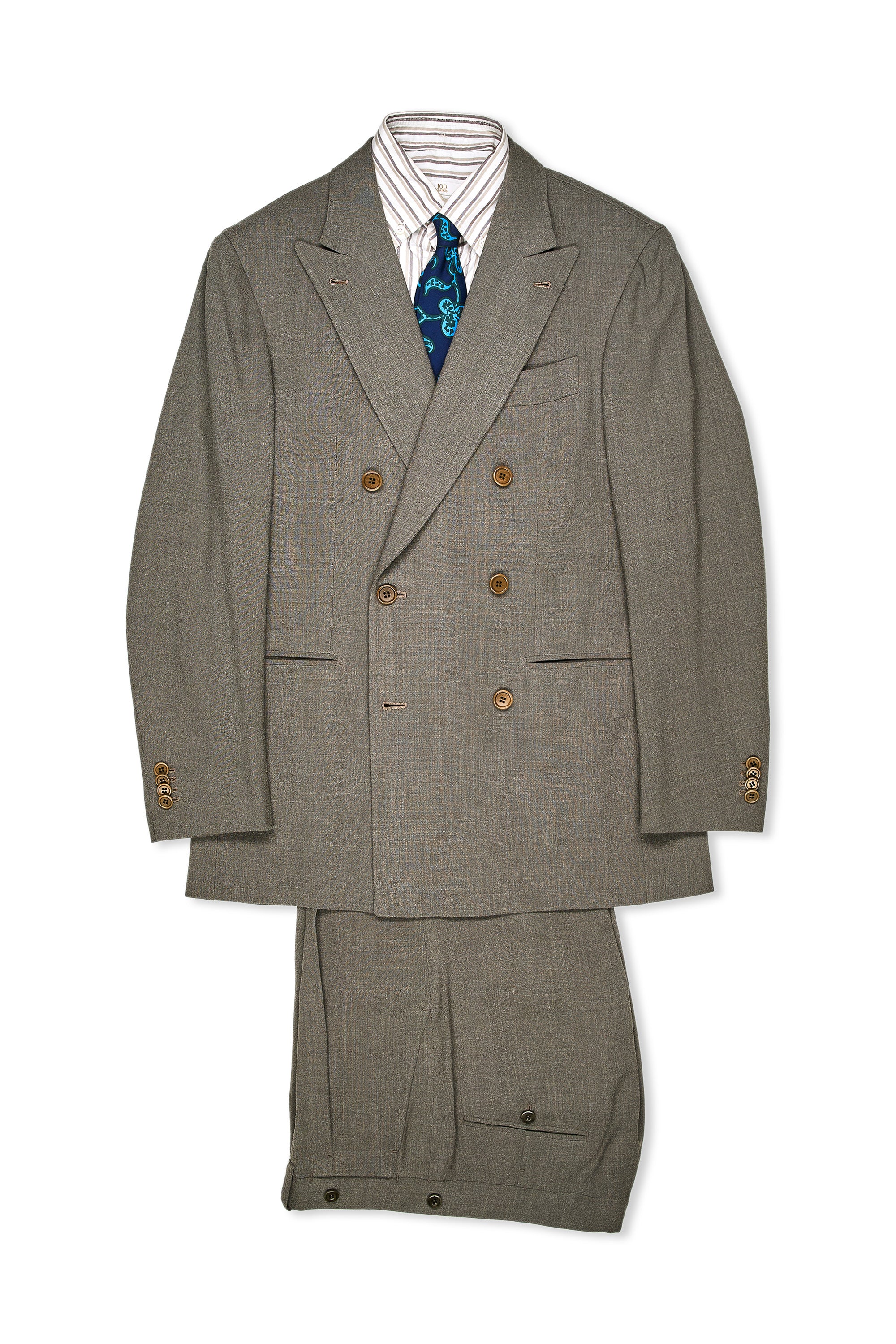 Orazio Luciano Grey-Green Wool/Silk Jacket with Ambrosi Trousers