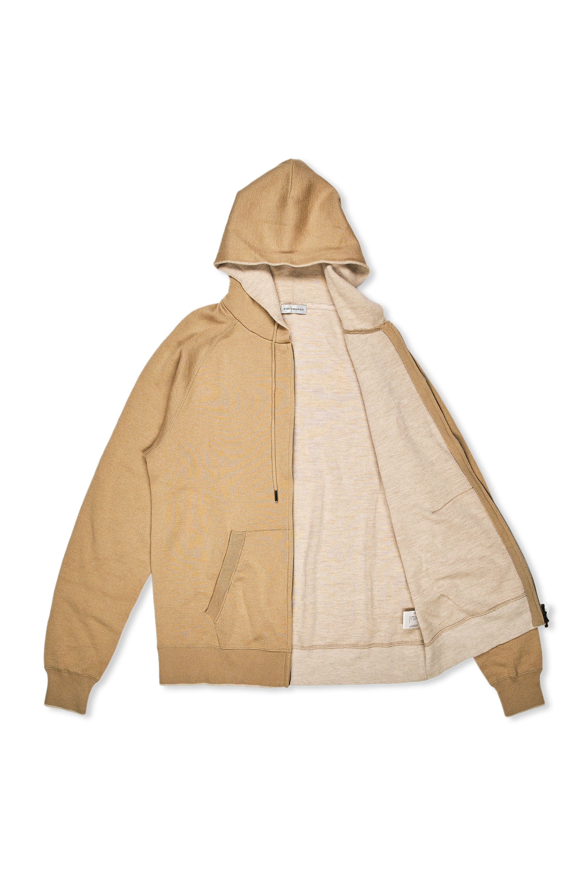 Strasburgo Beige Silk/Wool/Cashmere Zip Hooded Cardigan