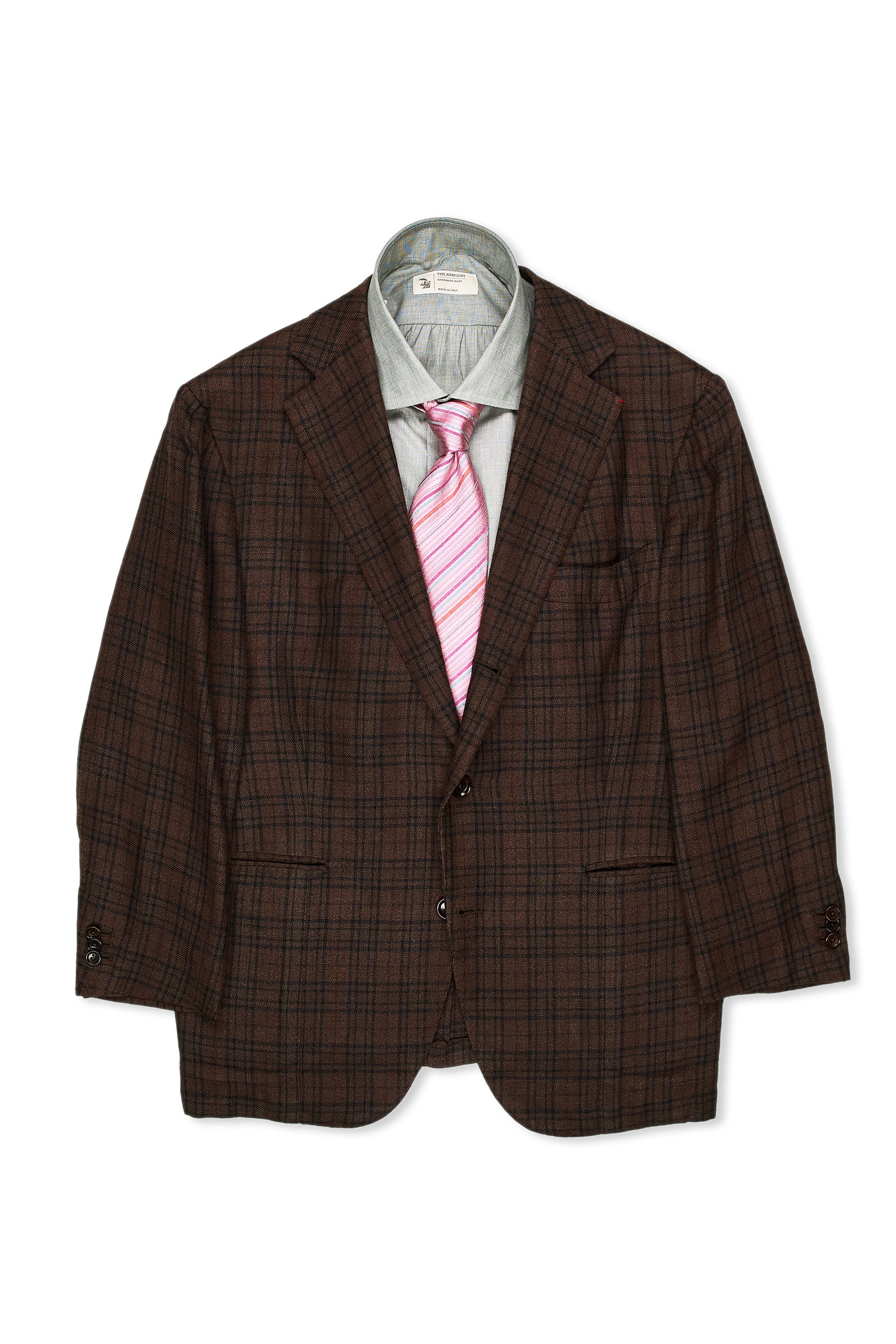 Dalcuore Dark Brown with Black Check Wool/Silk Sport Coat