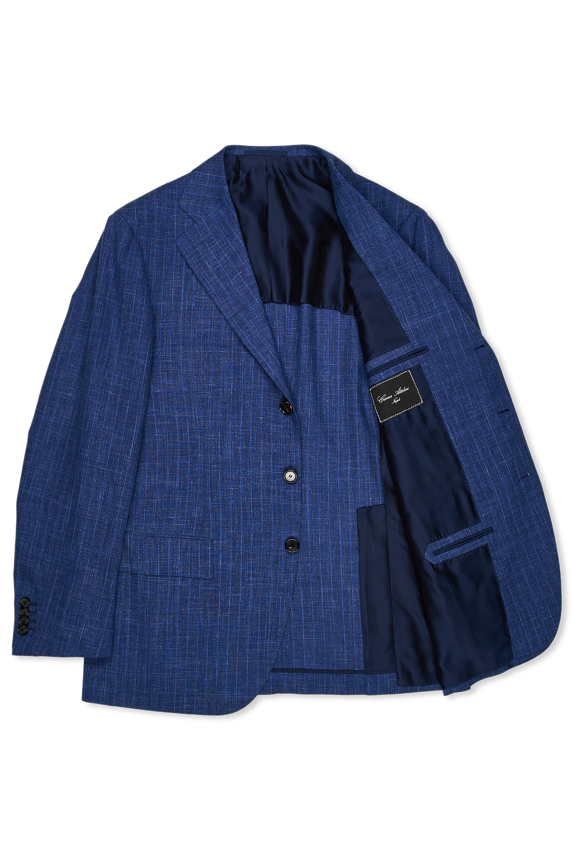 Cesare Attolini Blue Stripe Wool/Silk/Linen Suit