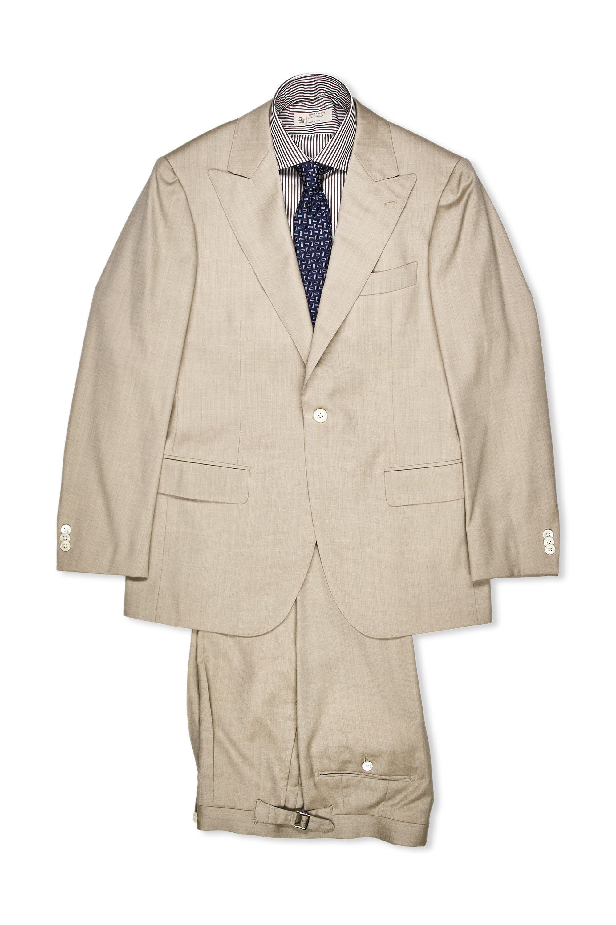 The Armoury by Ring Jacket Model 4 Beige Herringbone Wool/Silk Suit MTM