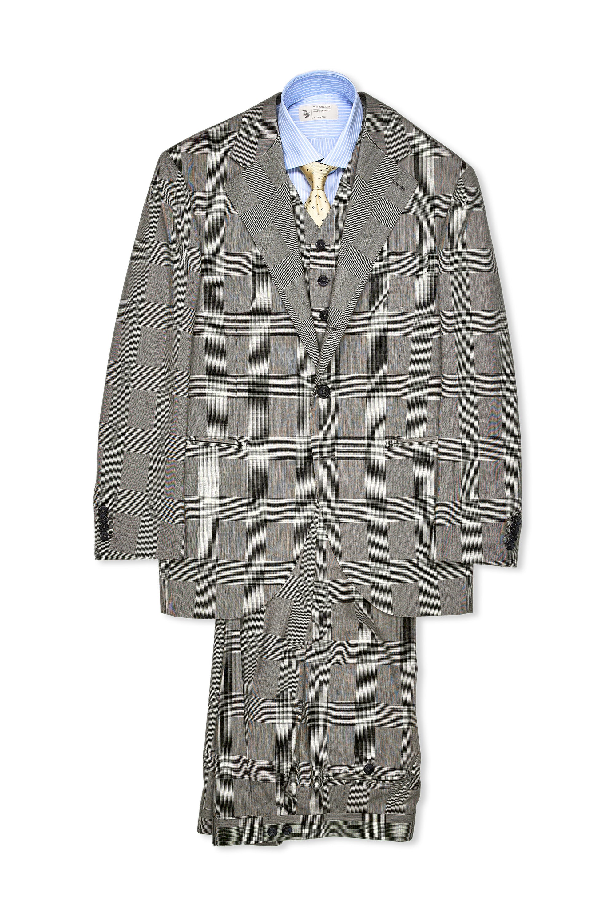 The Anthology Black/White Prince of Wales Check Wool 3 Piece Suit MTO