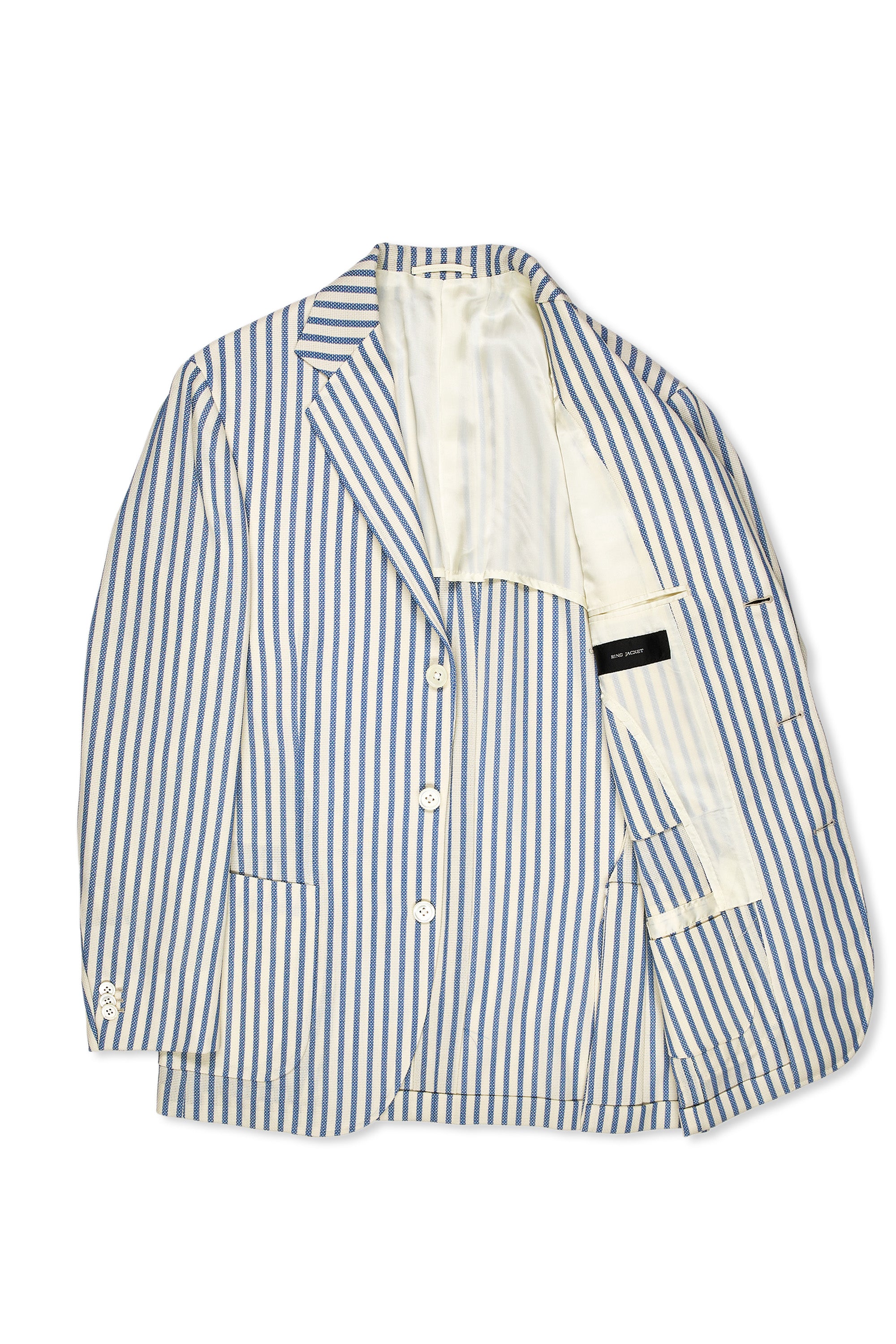 Ring Jacket Blue/Cream Stripe Wool Sport Coat