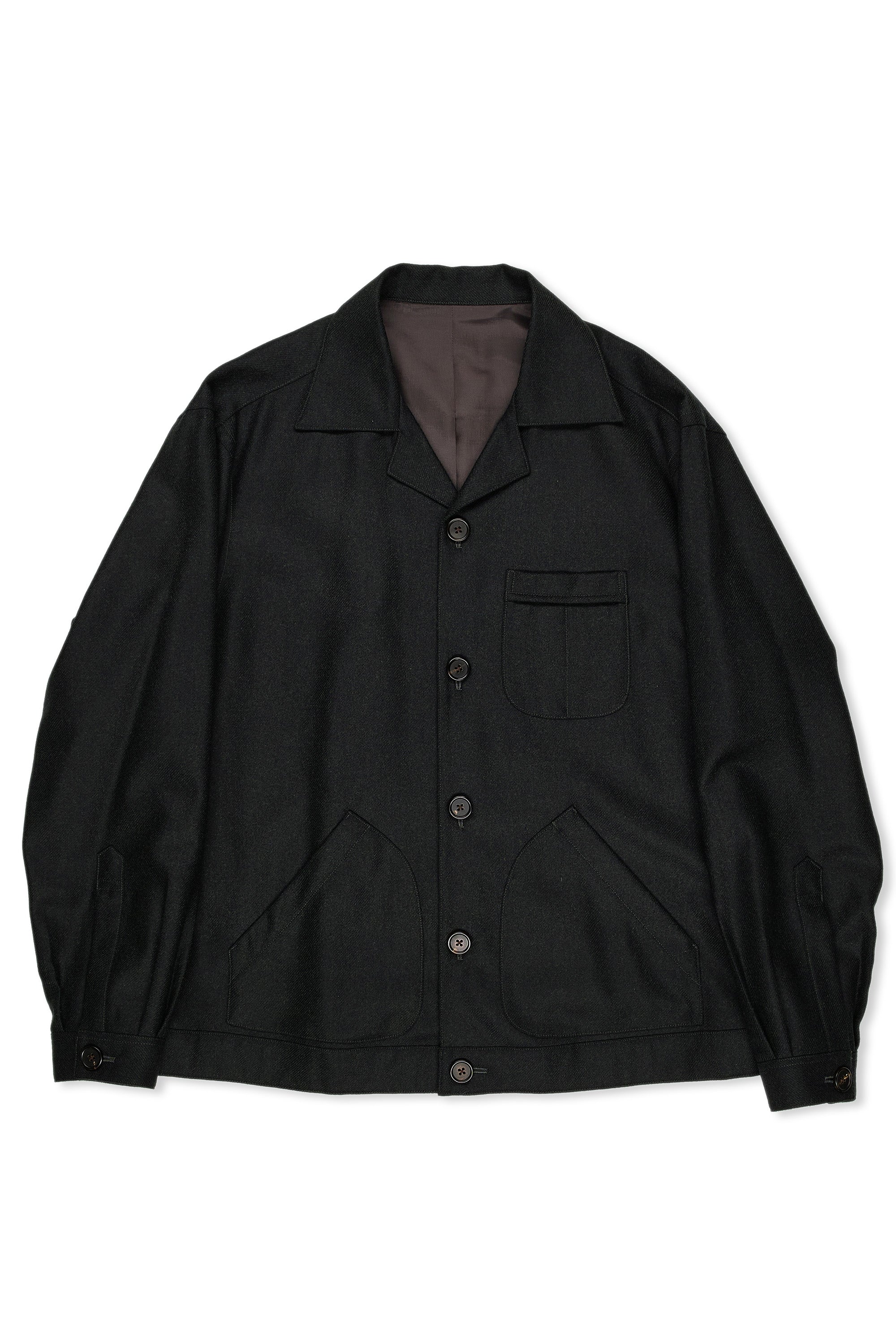 The Armoury Dark Green Flannel Wool 3 Pocket Blouson MTO