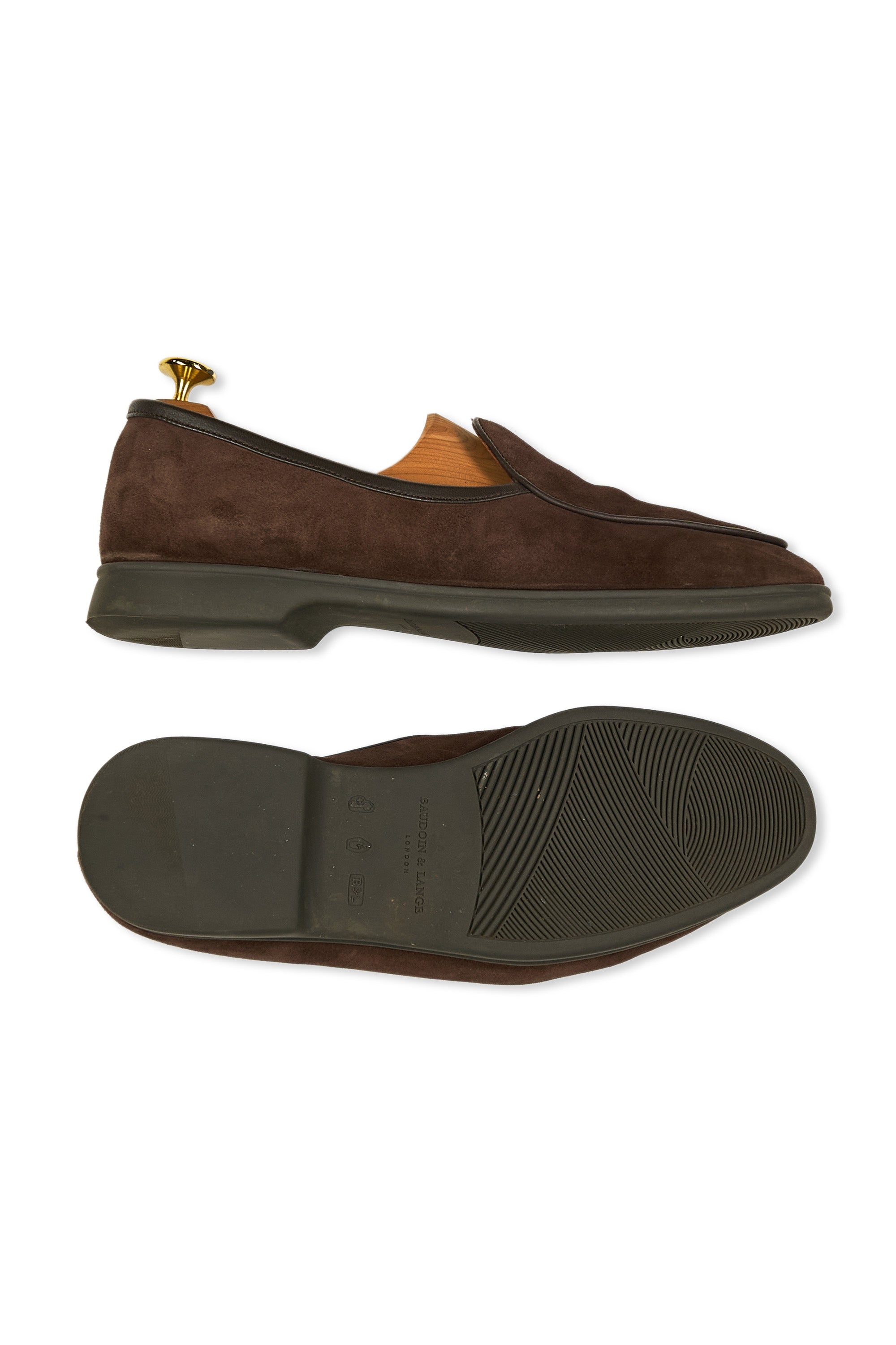 Baudoin & Lange Dark Brown Suede Loafers