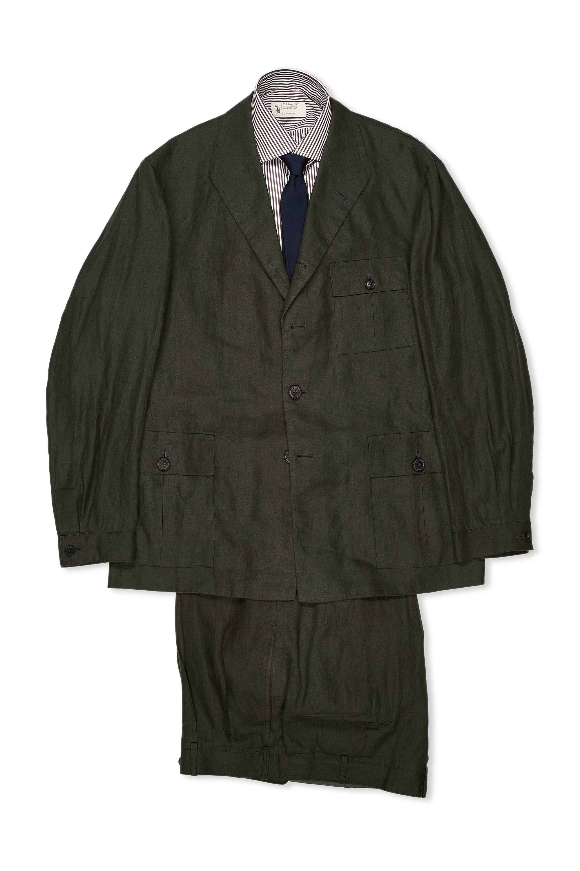 WW Chan Moss Green Linen Jacket with Matching Trousers