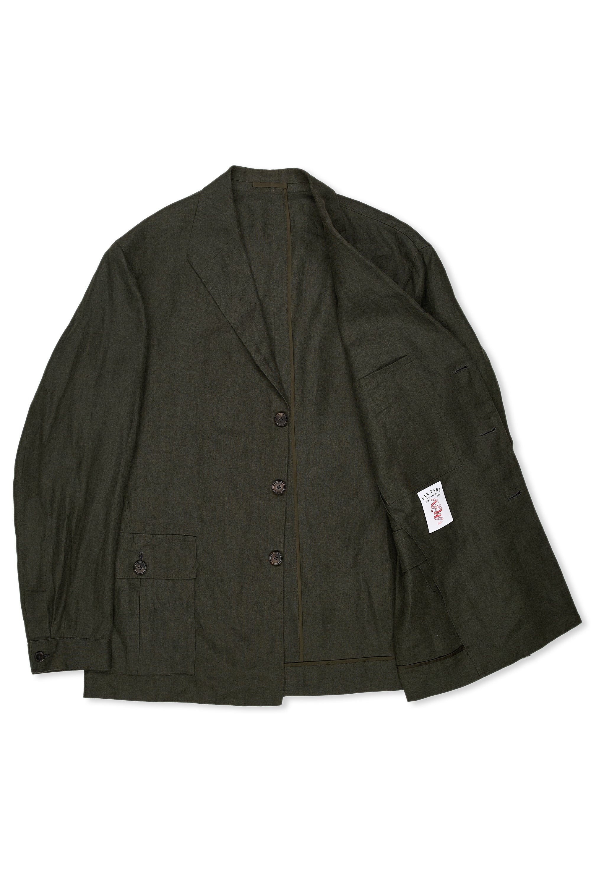 WW Chan Moss Green Linen Jacket with Matching Trousers
