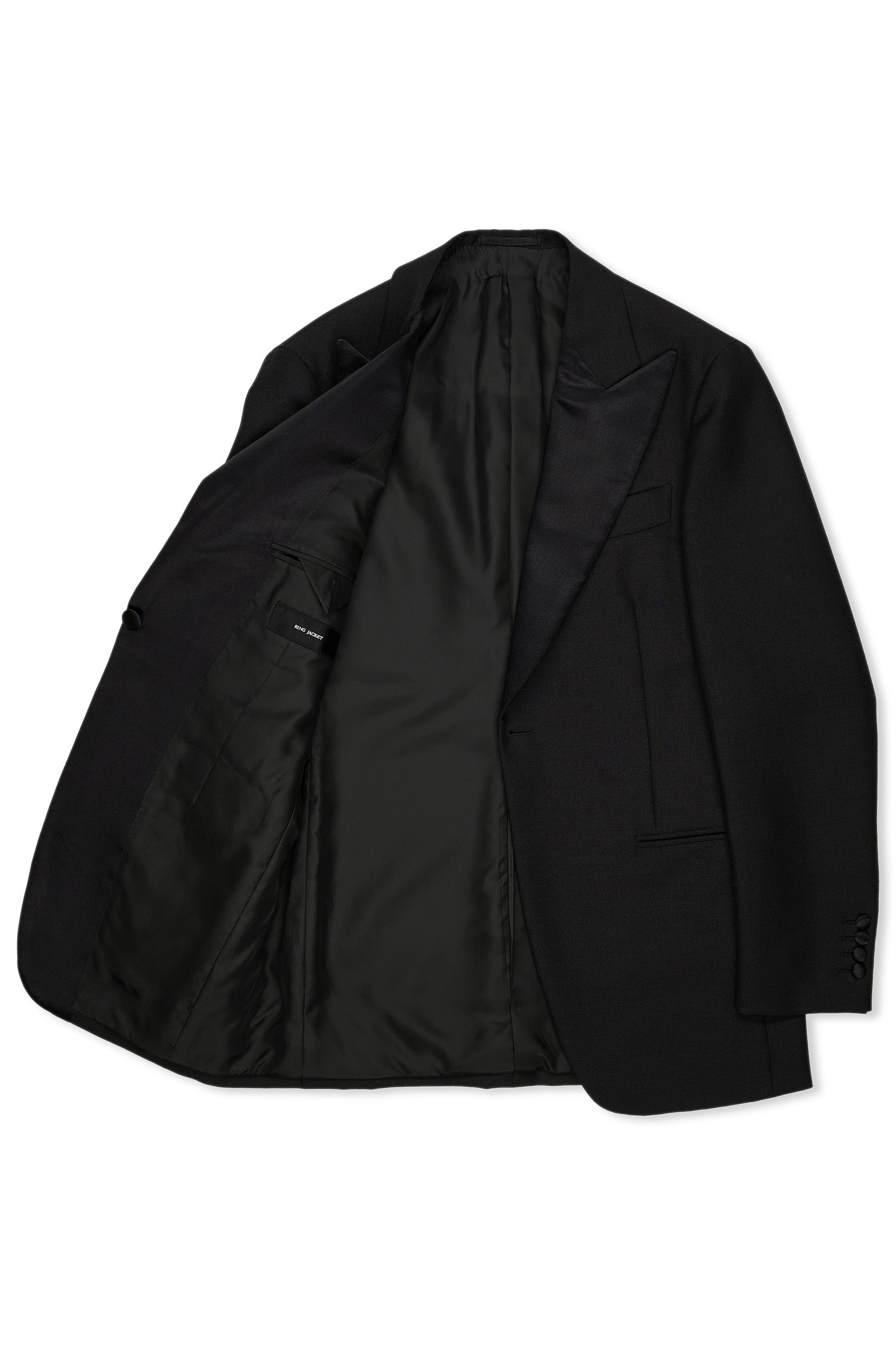 Ring Jacket Black Wool/Mohair Peak Lapel Tuxedo