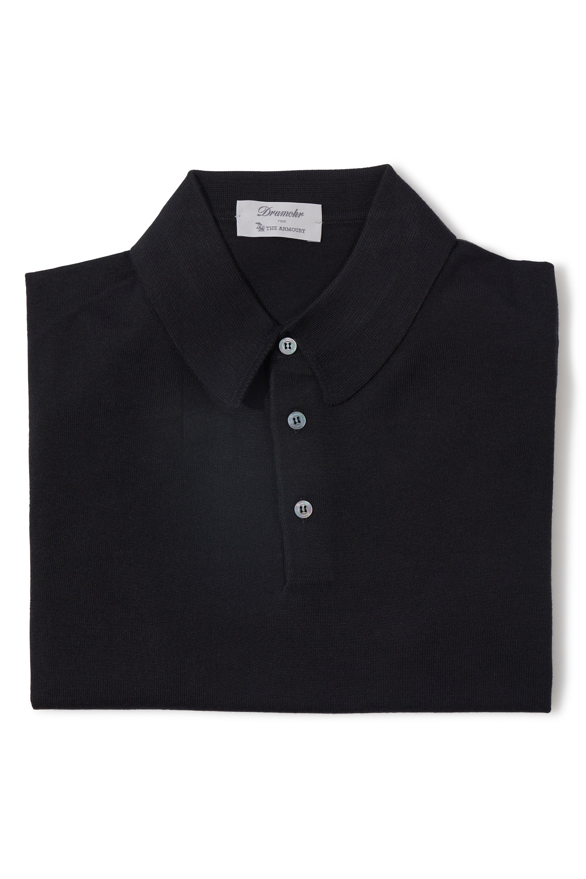 The Armoury by Drumohr Charcoal Wool/Silk/Cashmere Long Sleeve Polo