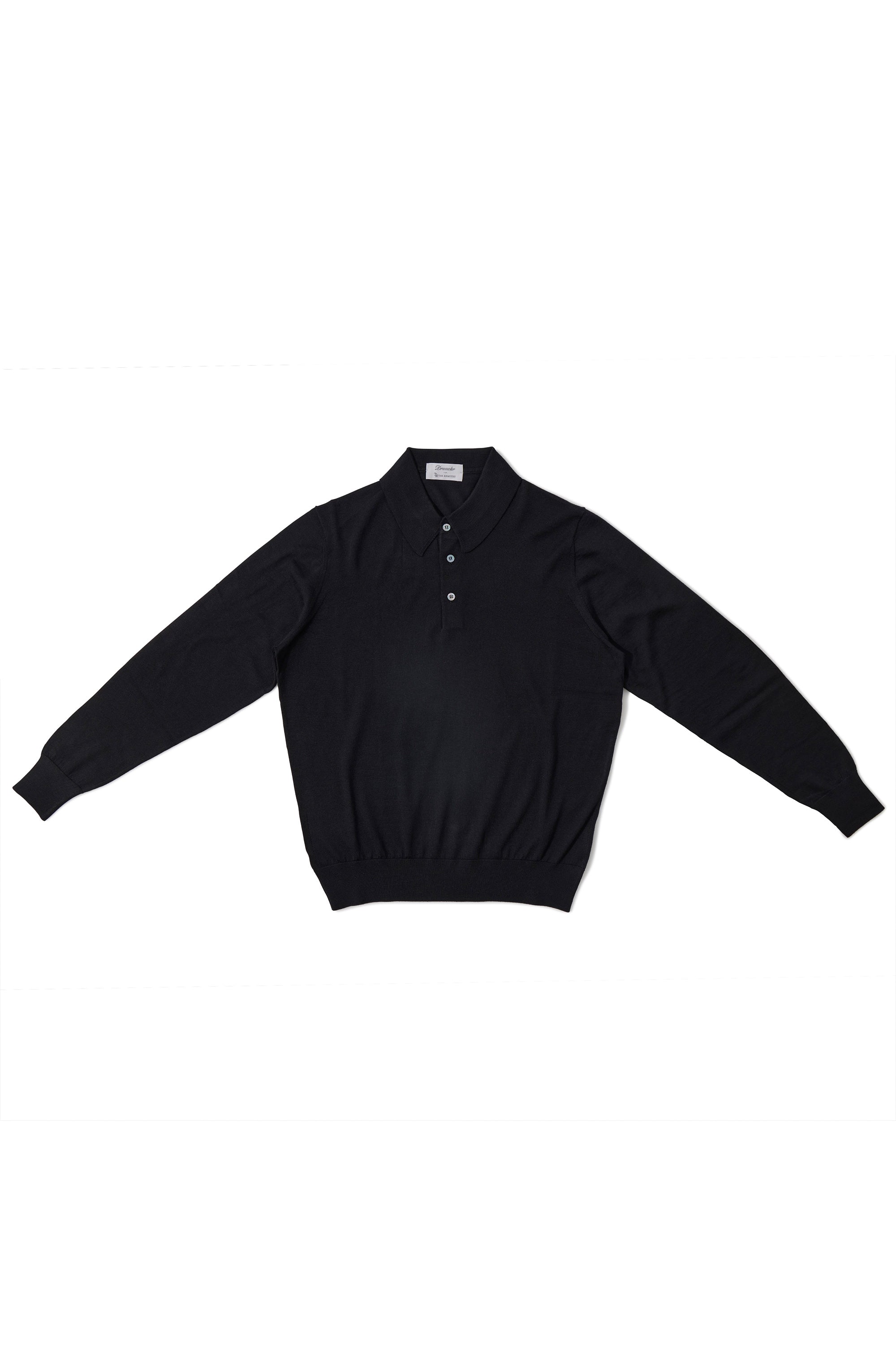 The Armoury by Drumohr Charcoal Wool/Silk/Cashmere Long Sleeve Polo
