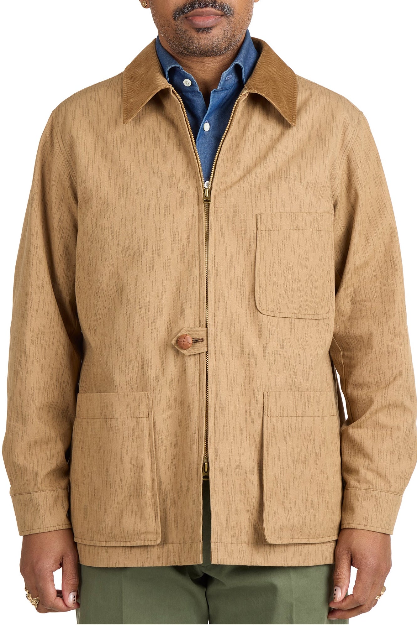 Cohérence Birks-FLB Beige Cotton Kasuri Rain Camo Jacket