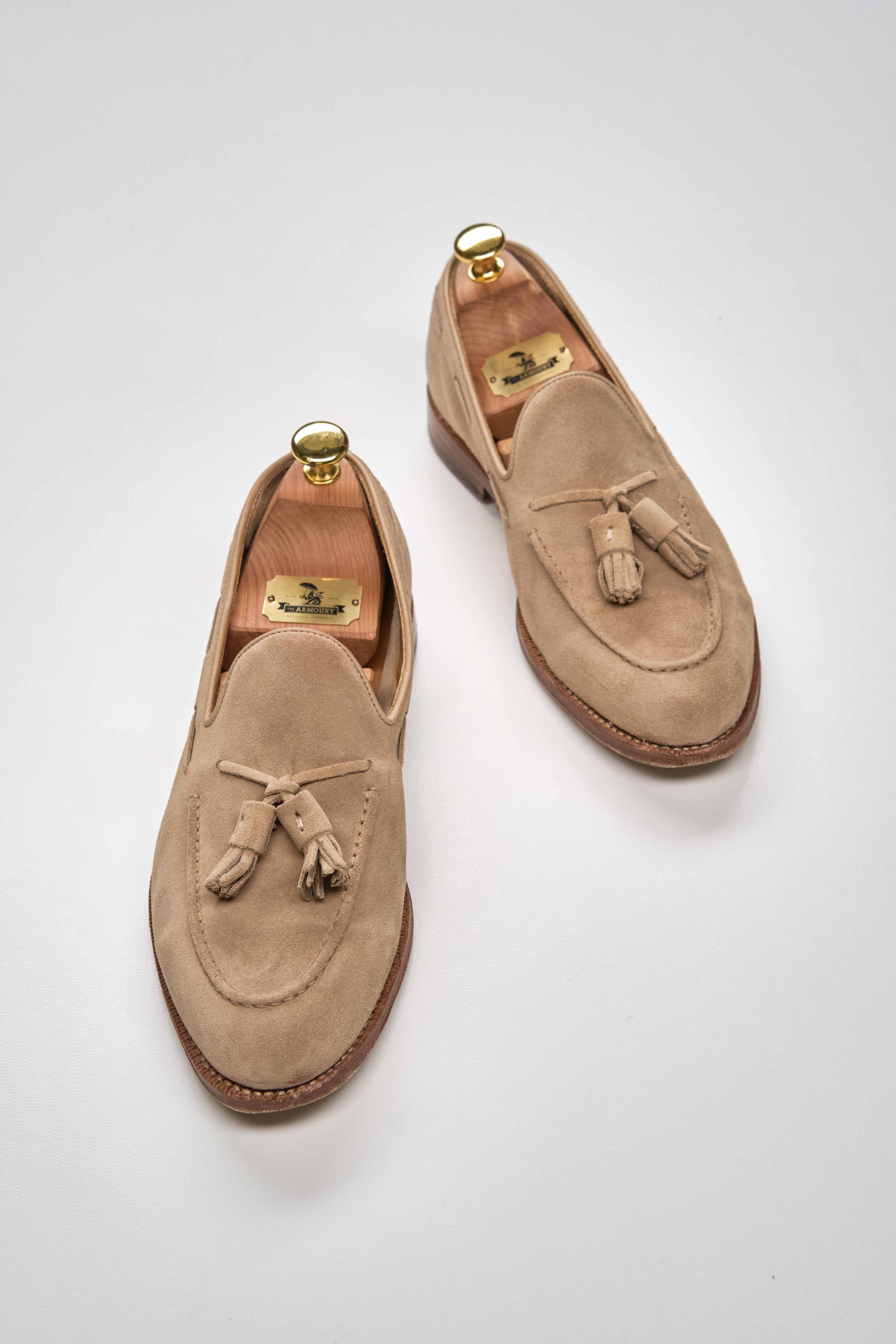 Berwick 1707 x Leather Healer Beige Suede Tassel Loafer