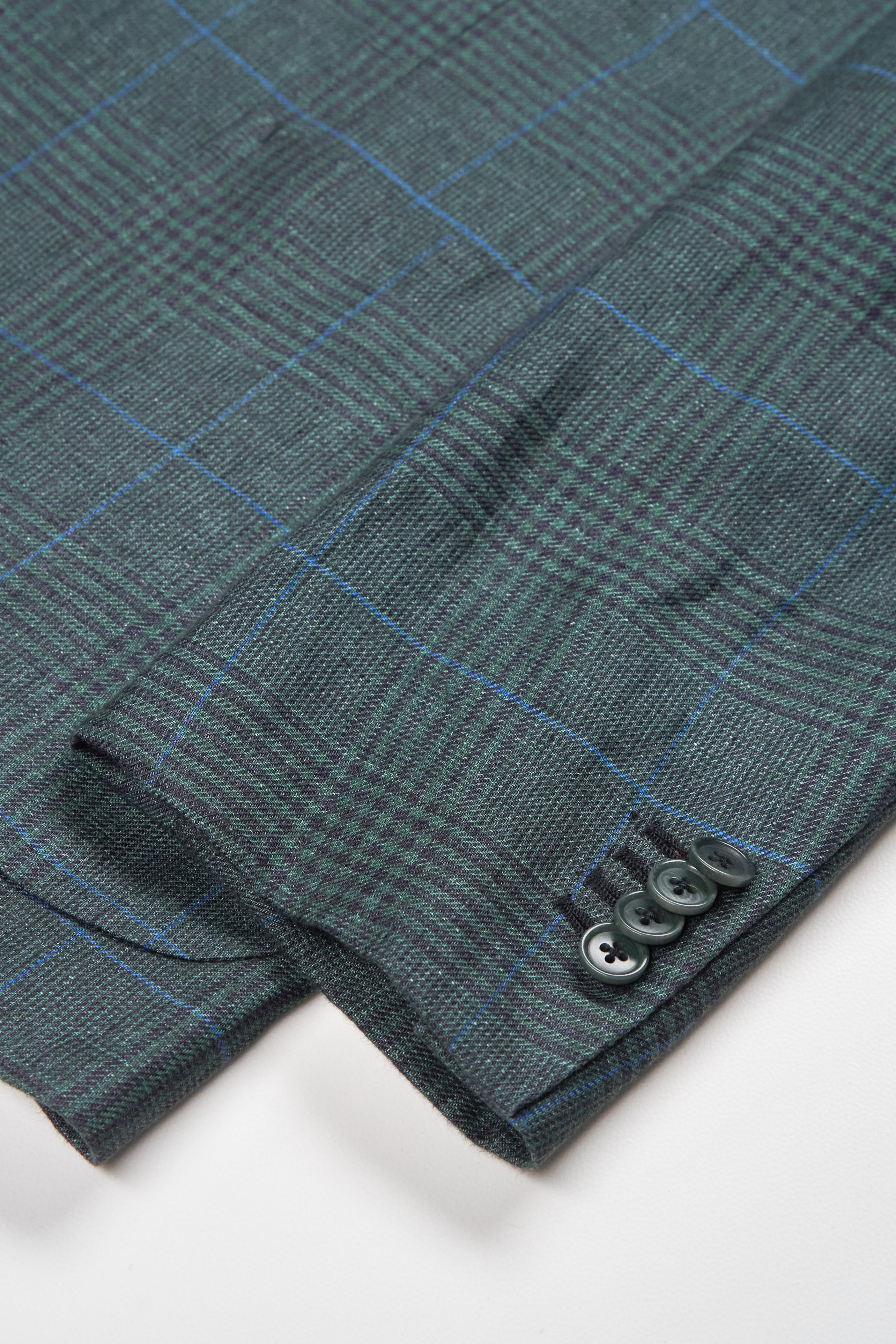 Casa Del Sarto Black/Green/Blue Check Linen Sport Coat