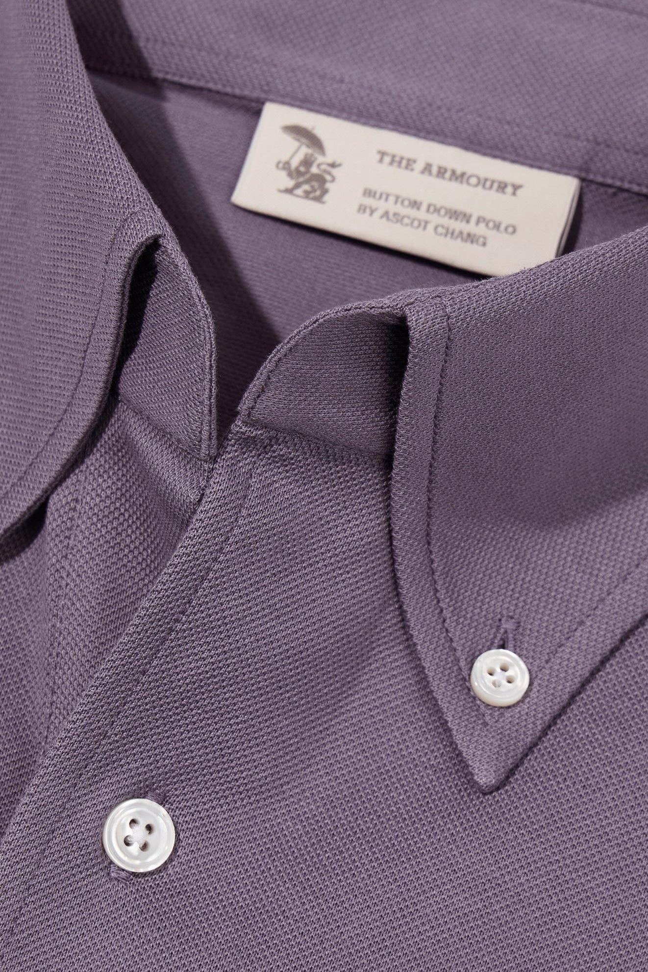 The Armoury Lilac Cotton Long Sleeve Button Down Polo