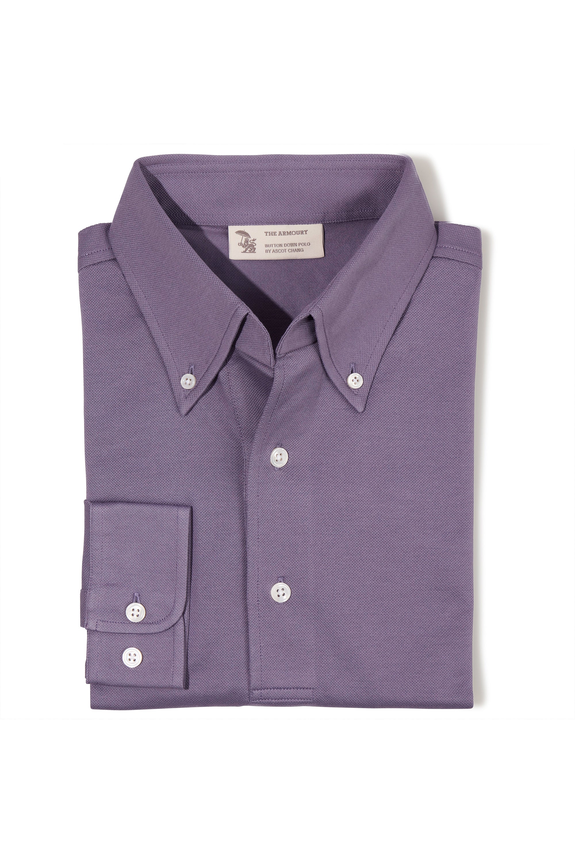 The Armoury Lilac Cotton Long Sleeve Button Down Polo
