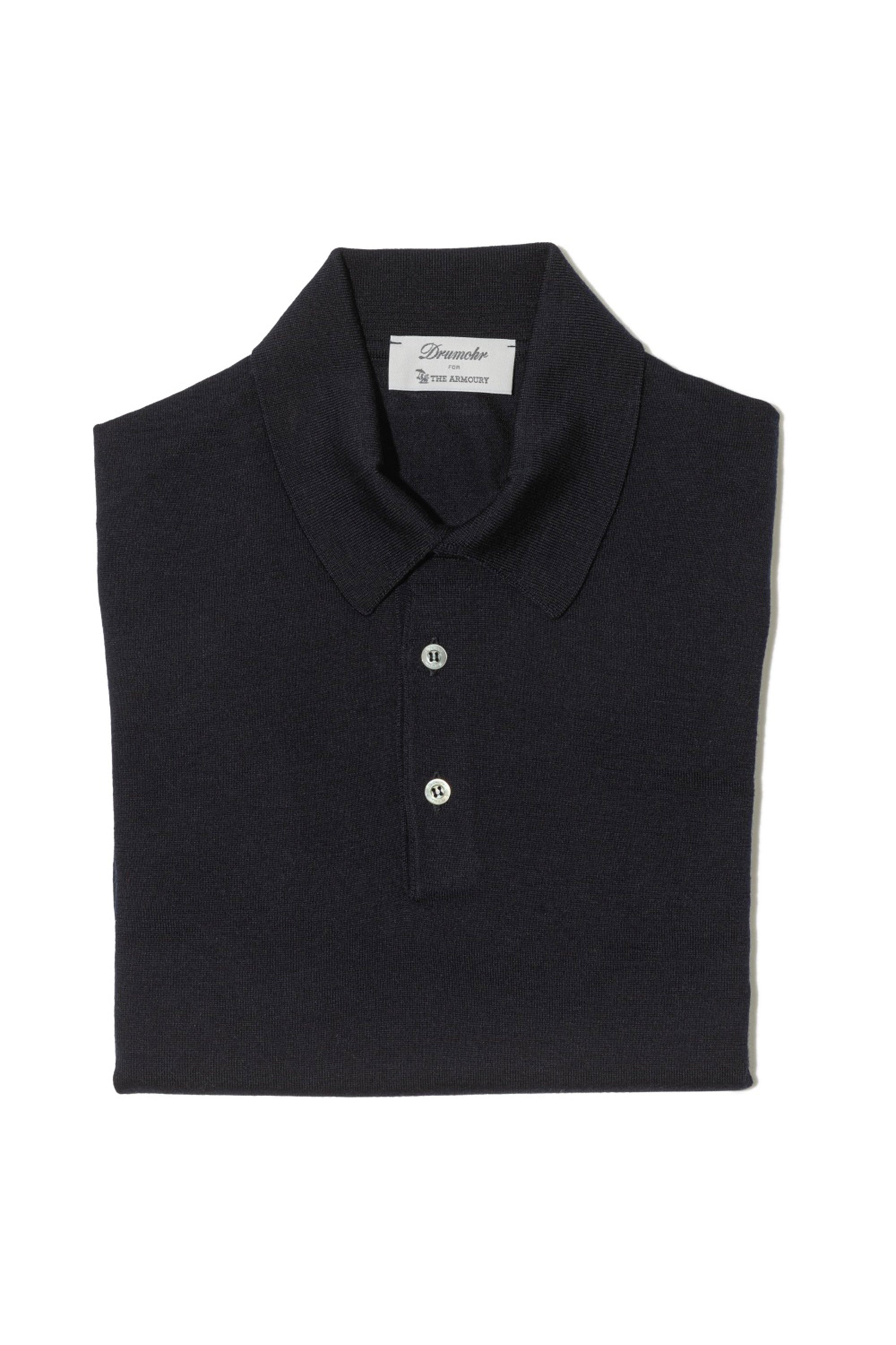 The Armoury by Drumohr Navy Wool/Silk/Cashmere Long Sleeve Polo