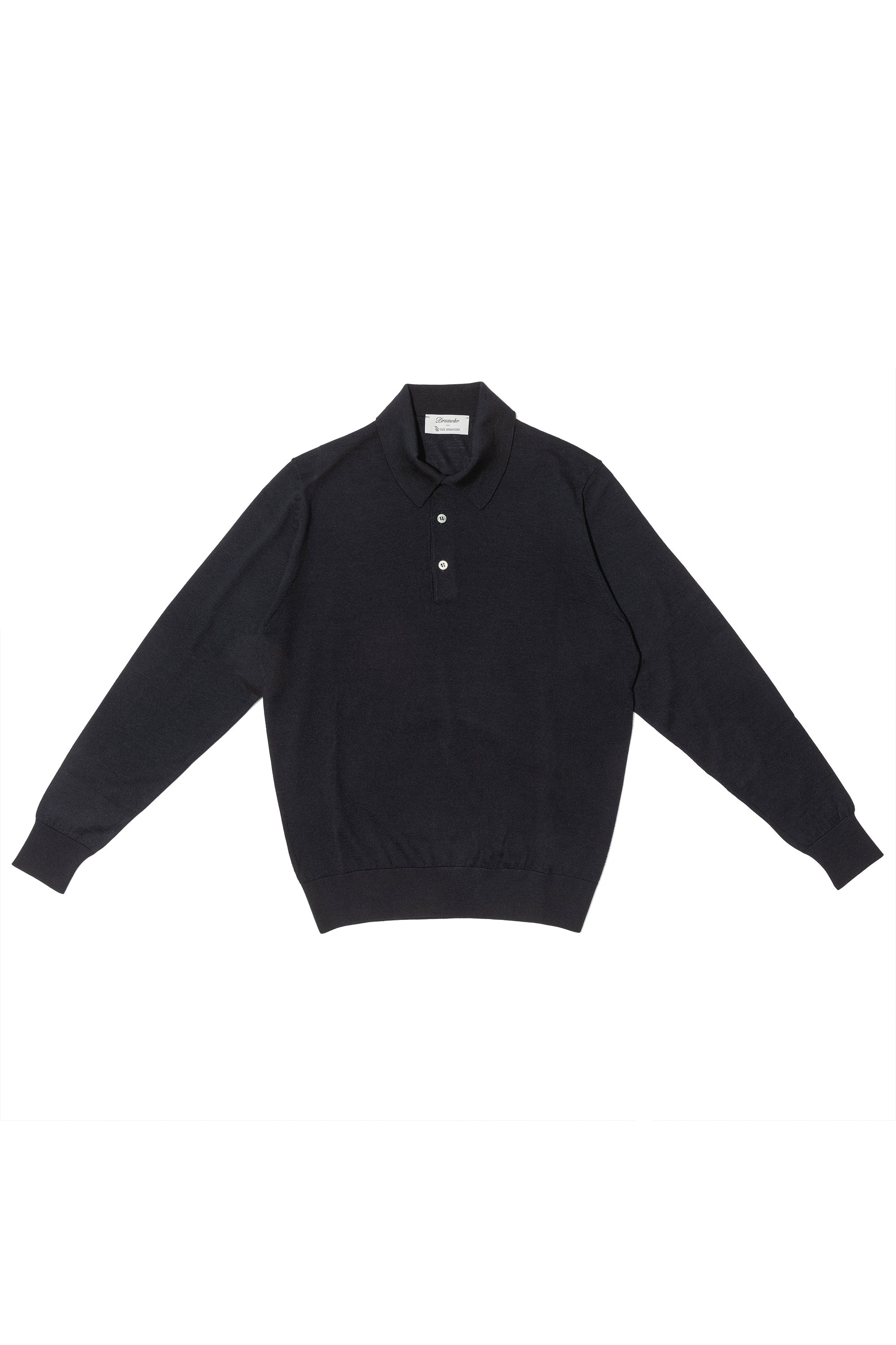 The Armoury by Drumohr Navy Wool/Silk/Cashmere Long Sleeve Polo