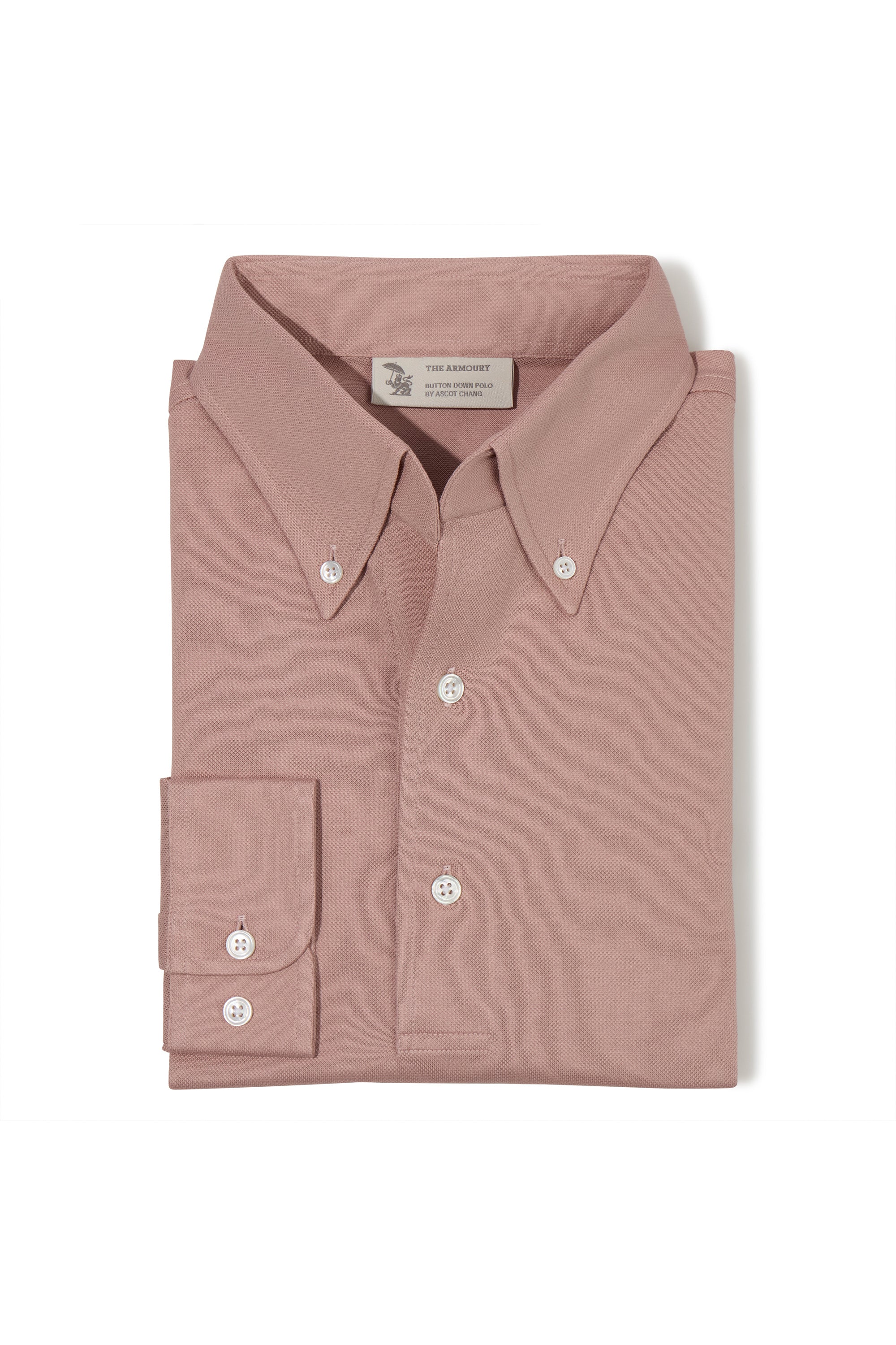 The Armoury Rose Cotton Long Sleeve Button Down Polo