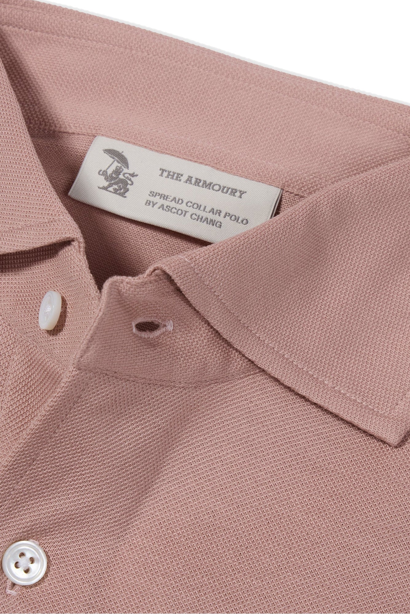 The Armoury Rose Cotton Long Sleeve Spread Collar Polo