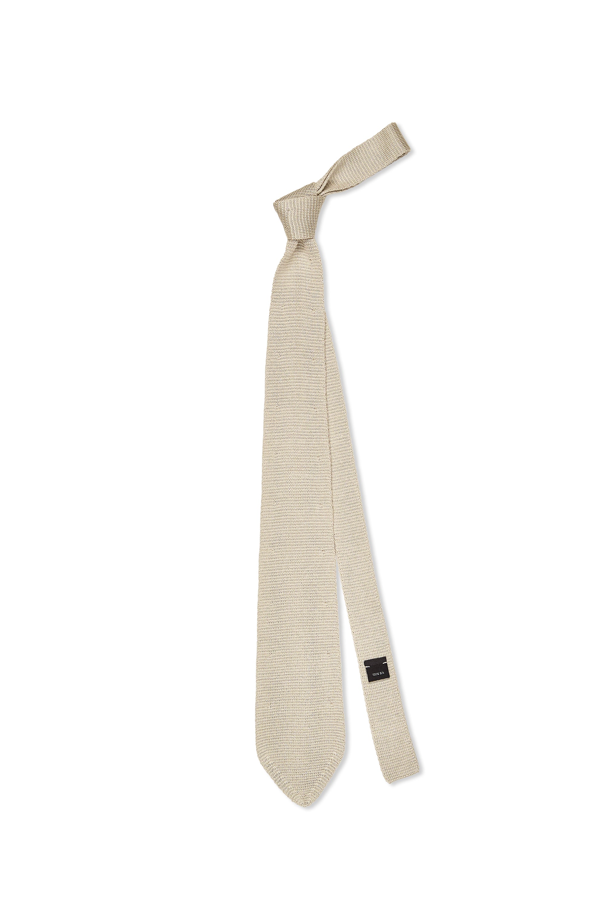 P. Johnson Beige Silk Flat Knit Tie