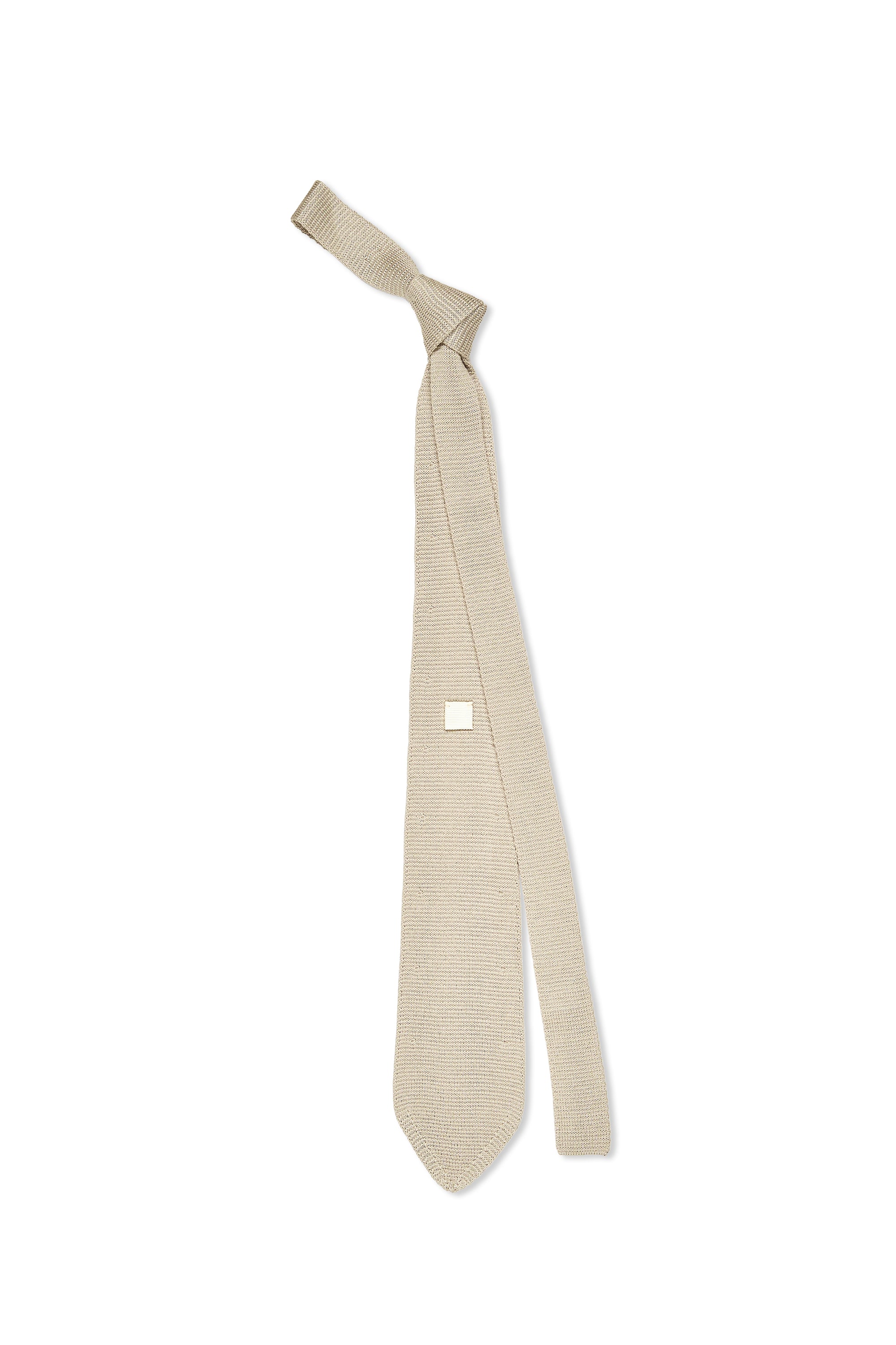 P. Johnson Beige Silk Flat Knit Tie