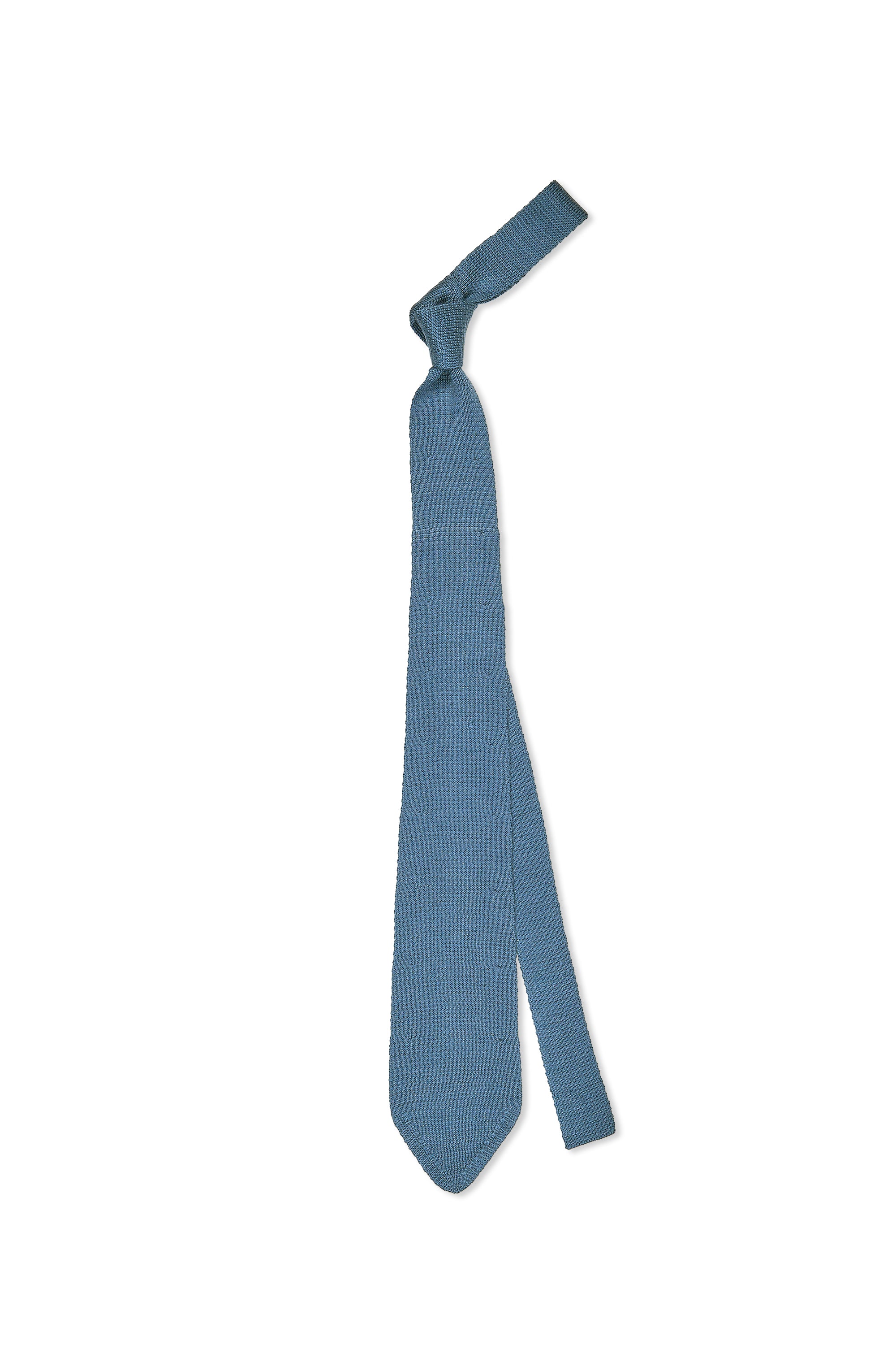 P. Johnson Petrol Blue Silk Flat Knit Tie