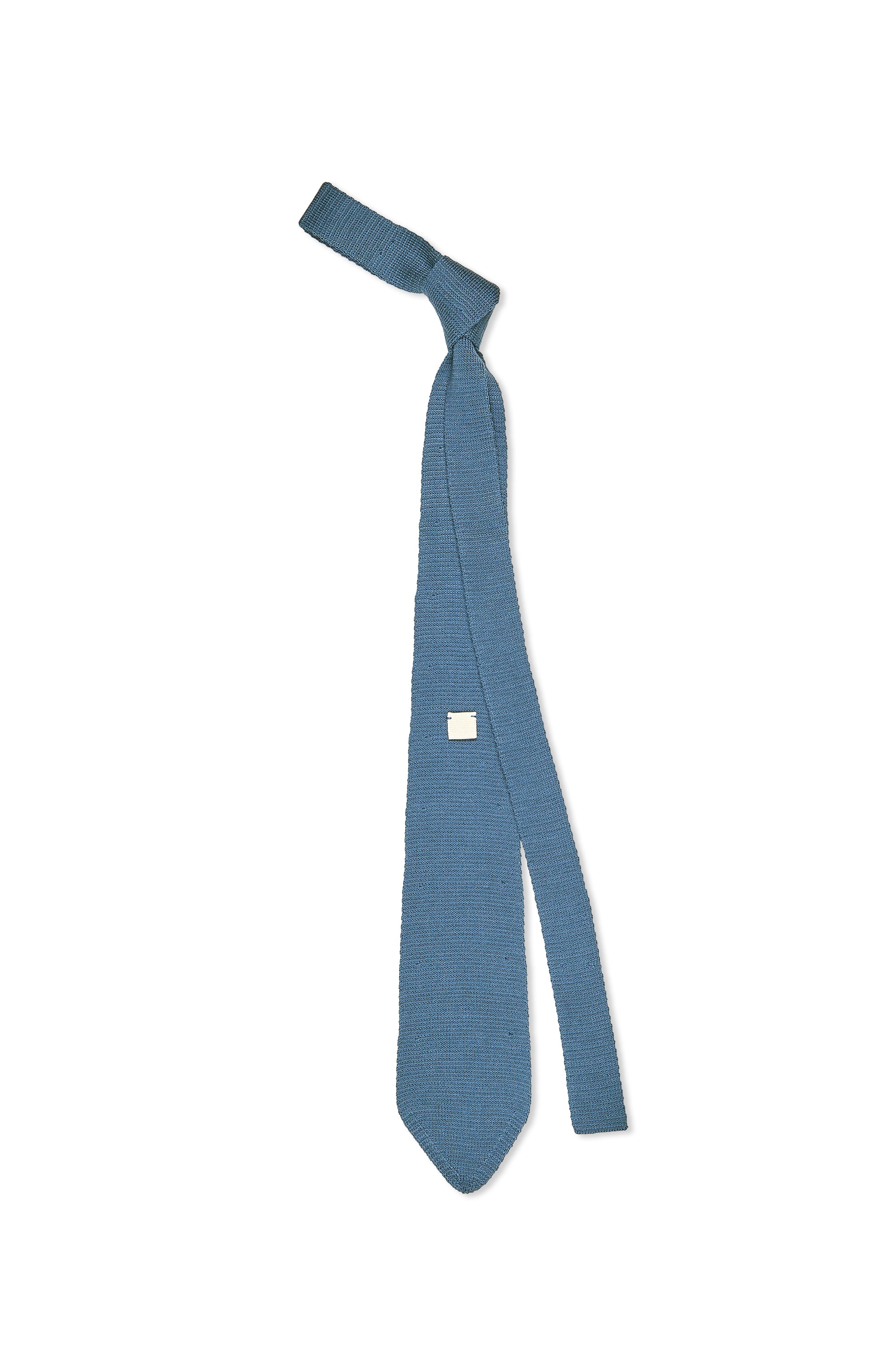 P. Johnson Petrol Blue Silk Flat Knit Tie