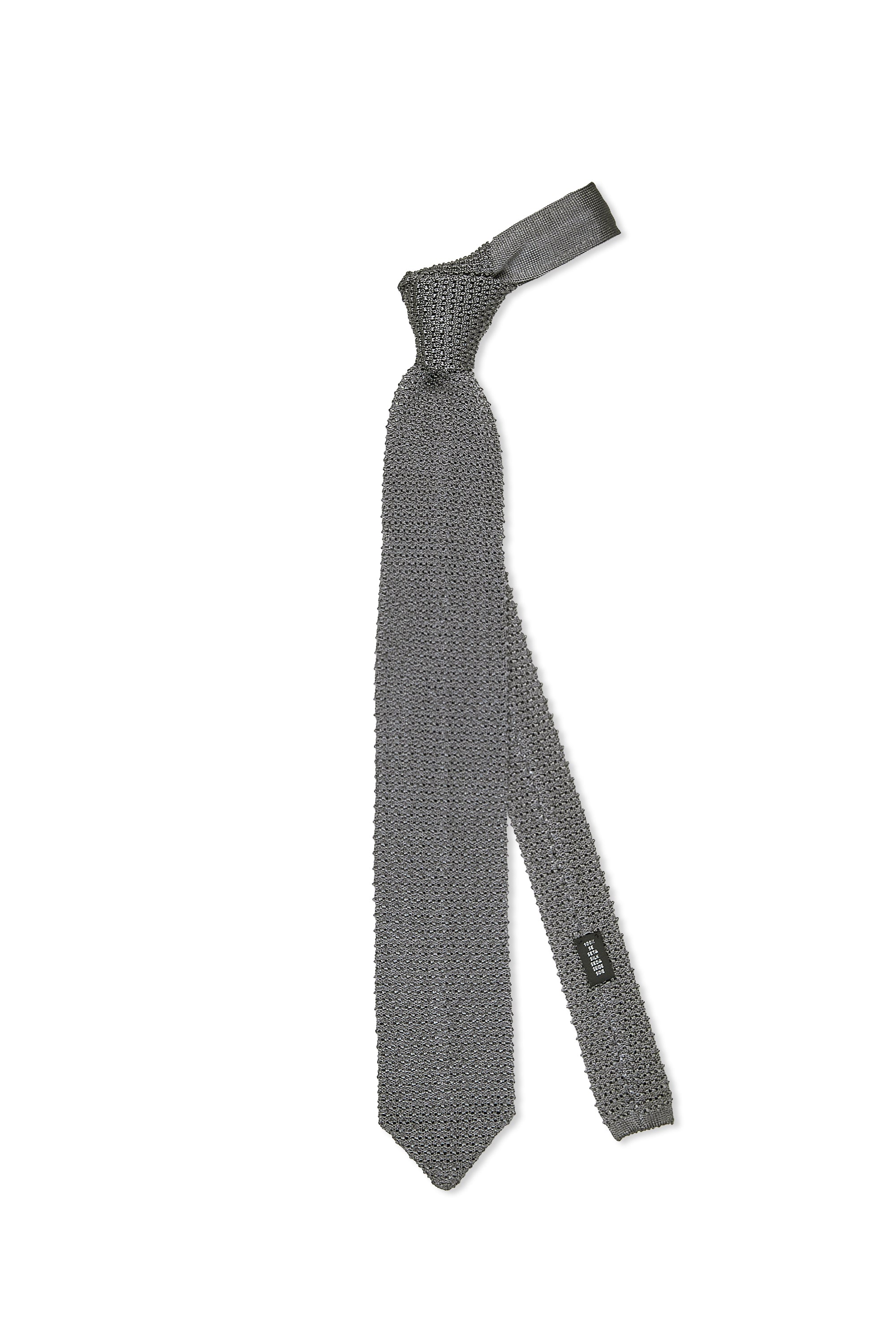 P. Johnson Grey Silk Knit Tie