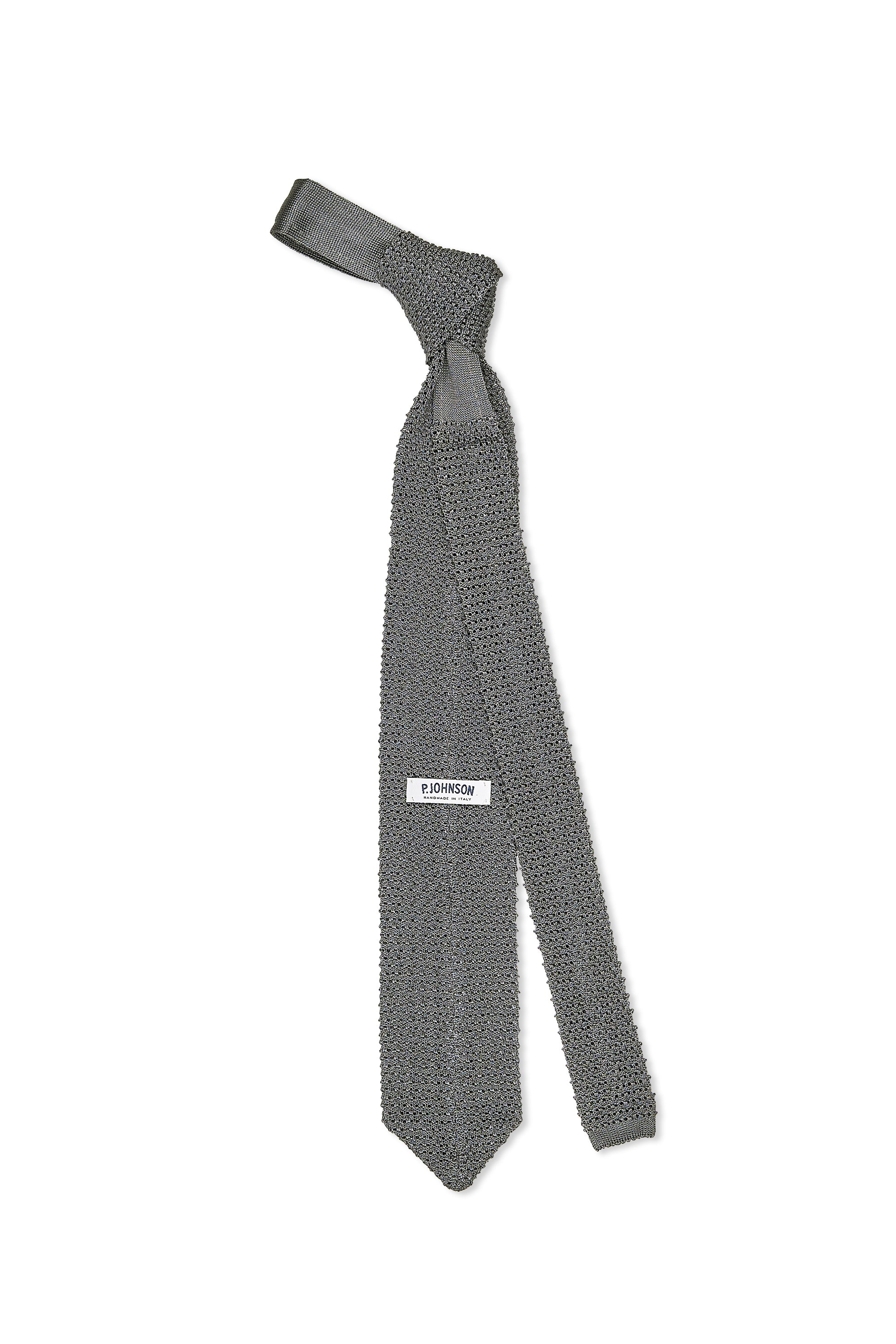 P. Johnson Grey Silk Knit Tie