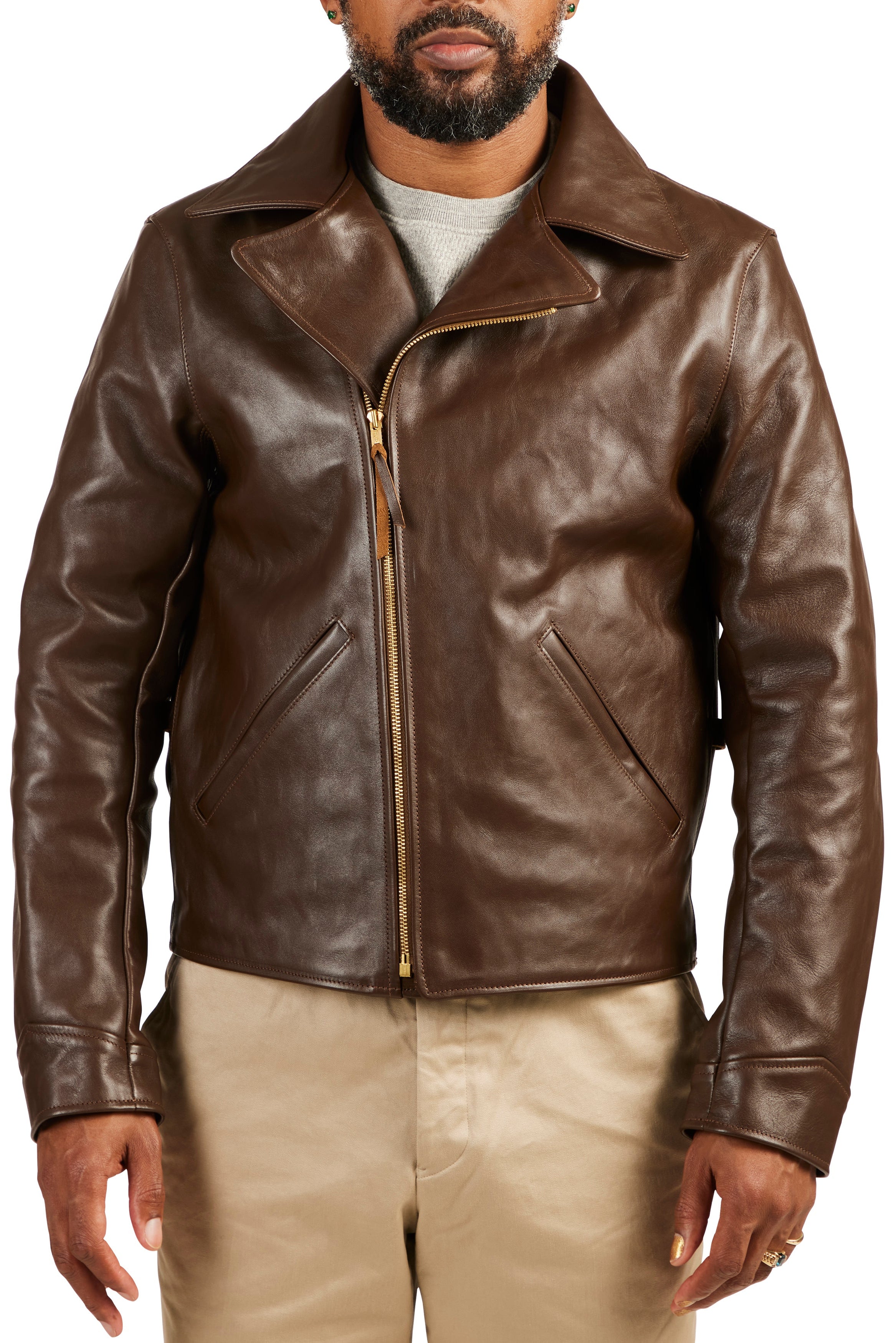 The Armoury by The Real McCoy's Mocha Horsehide Leather Moto Jacket