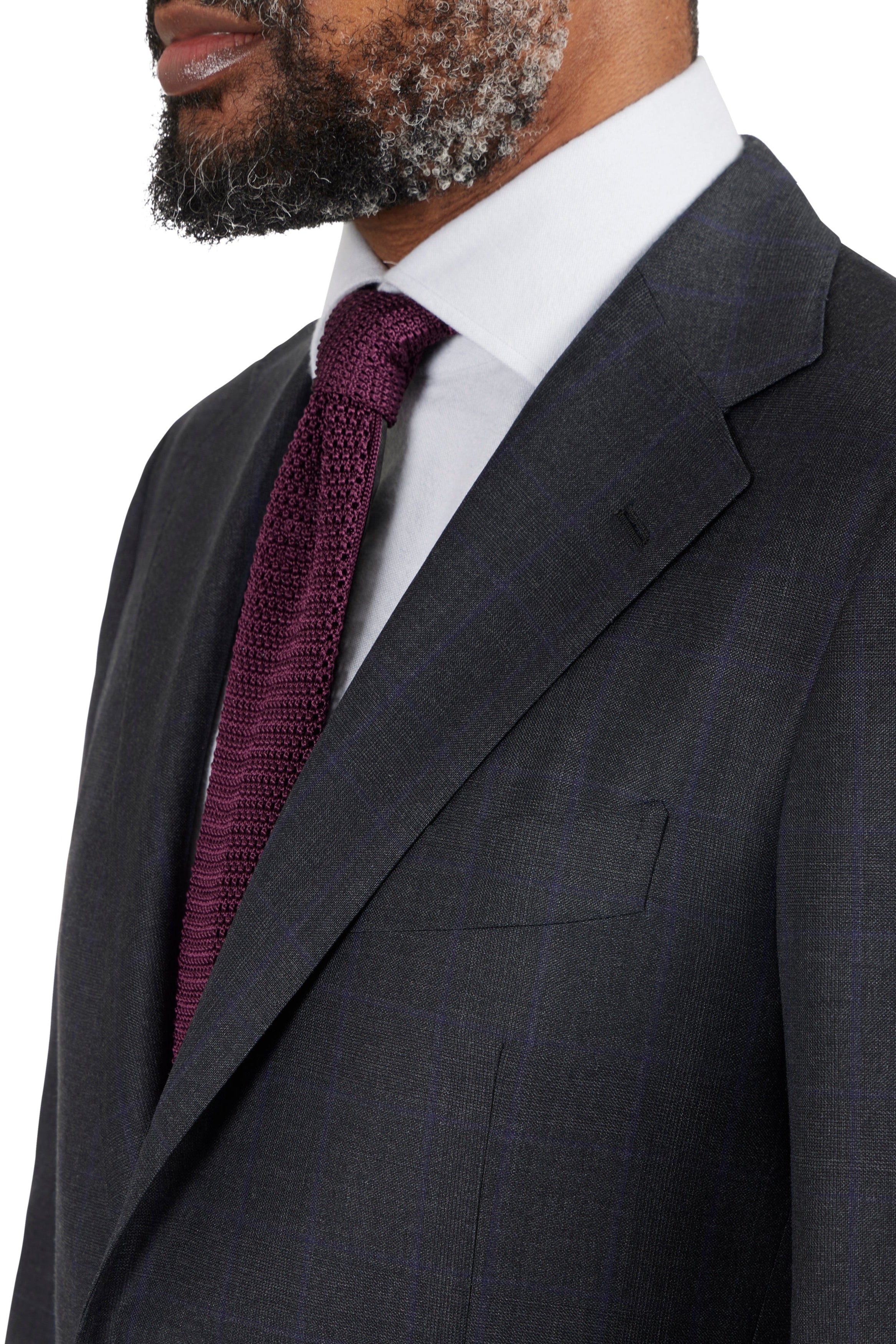 The Armoury Model 3A Charcoal RE023F29B Prince Of Wales Purple Check Wool Suit