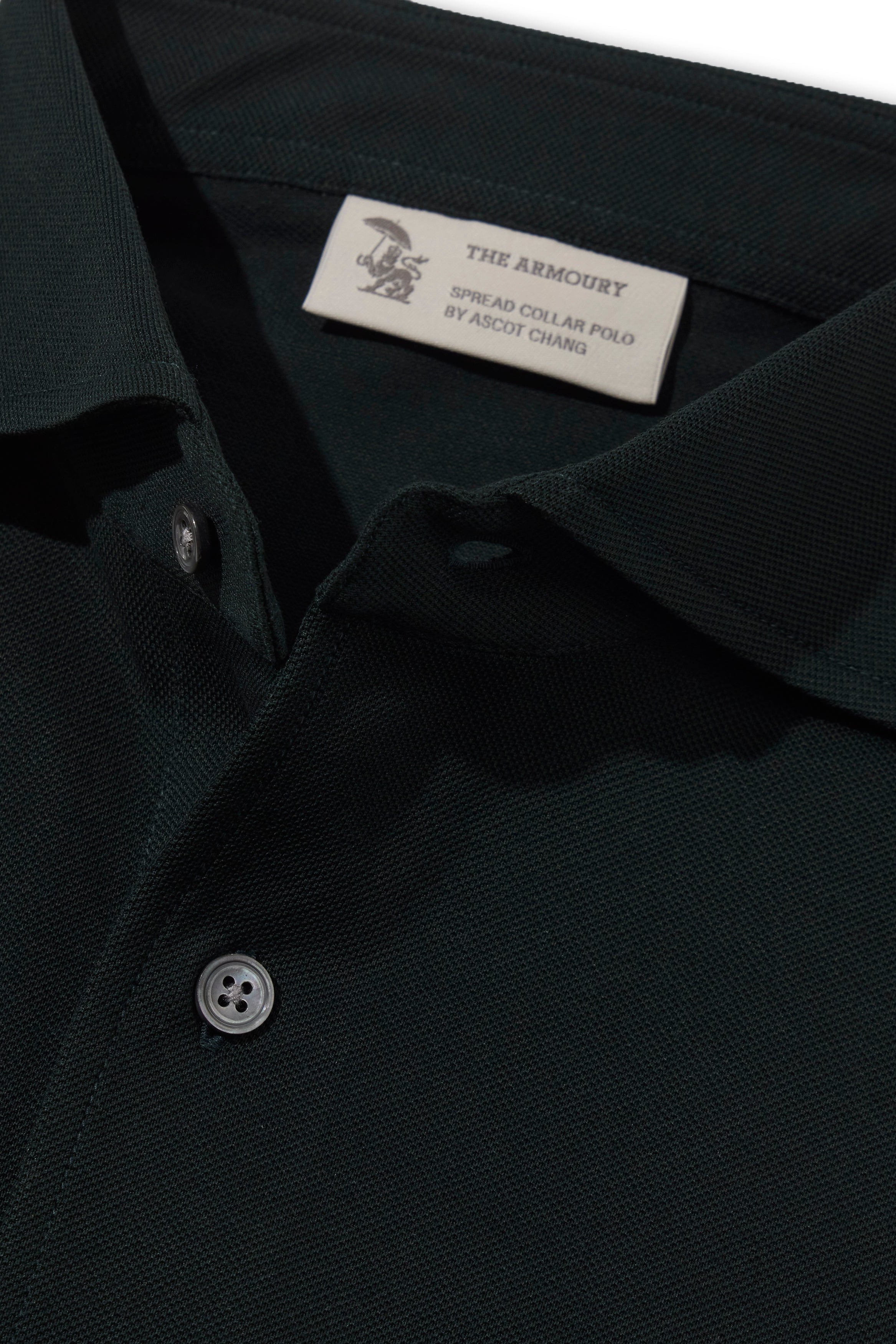 The Armoury Bottle Green Cotton Short Sleeve Spread Collar Polo